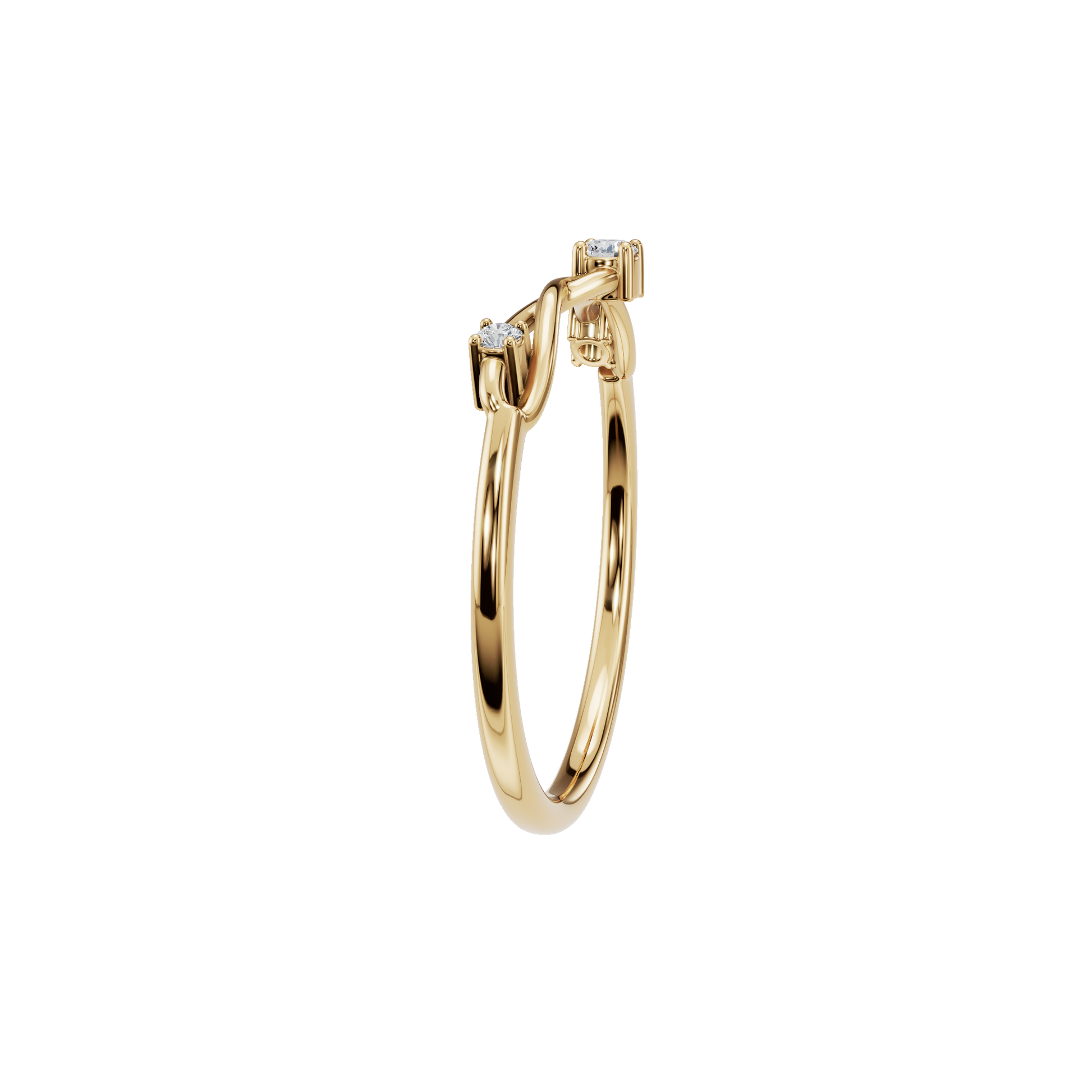 Tendril Diamond Vine Ring in Yellow Gold side view | Roomy's Jewellery