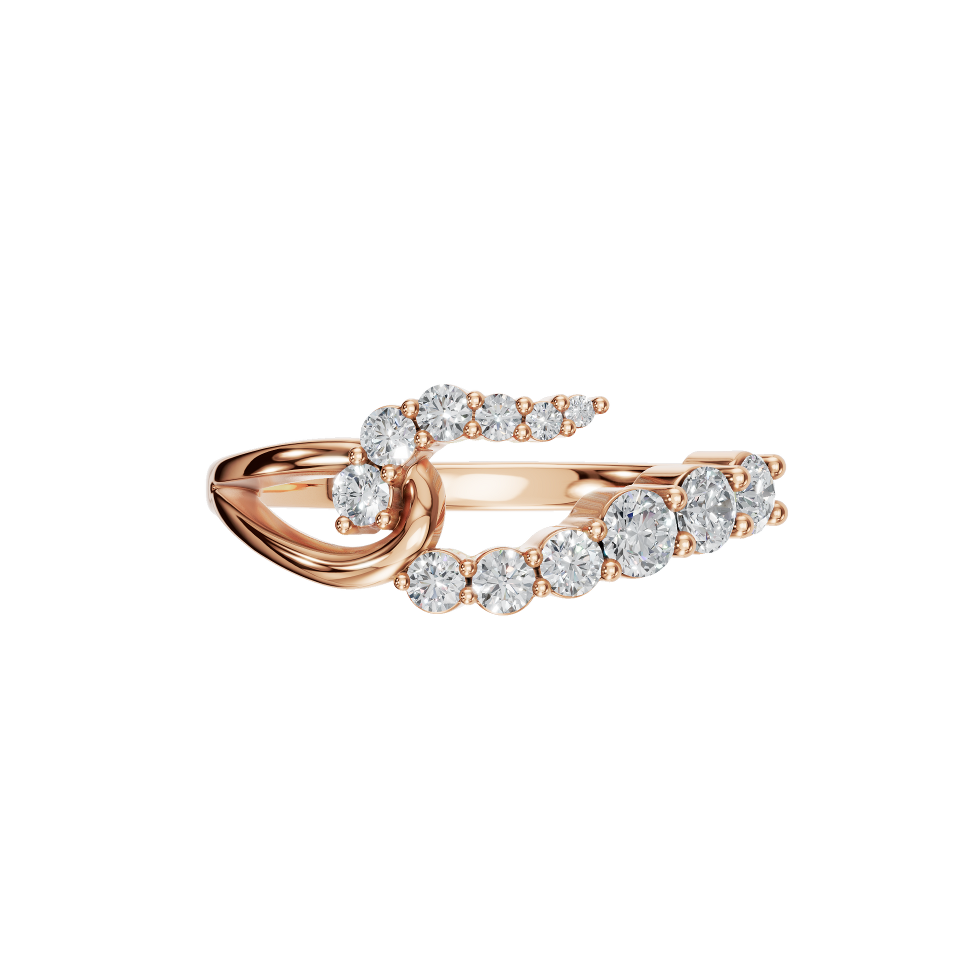 Comet Diamond Bypass Ring in Rose Gold — Lab Grown | Roomy's Jewellery