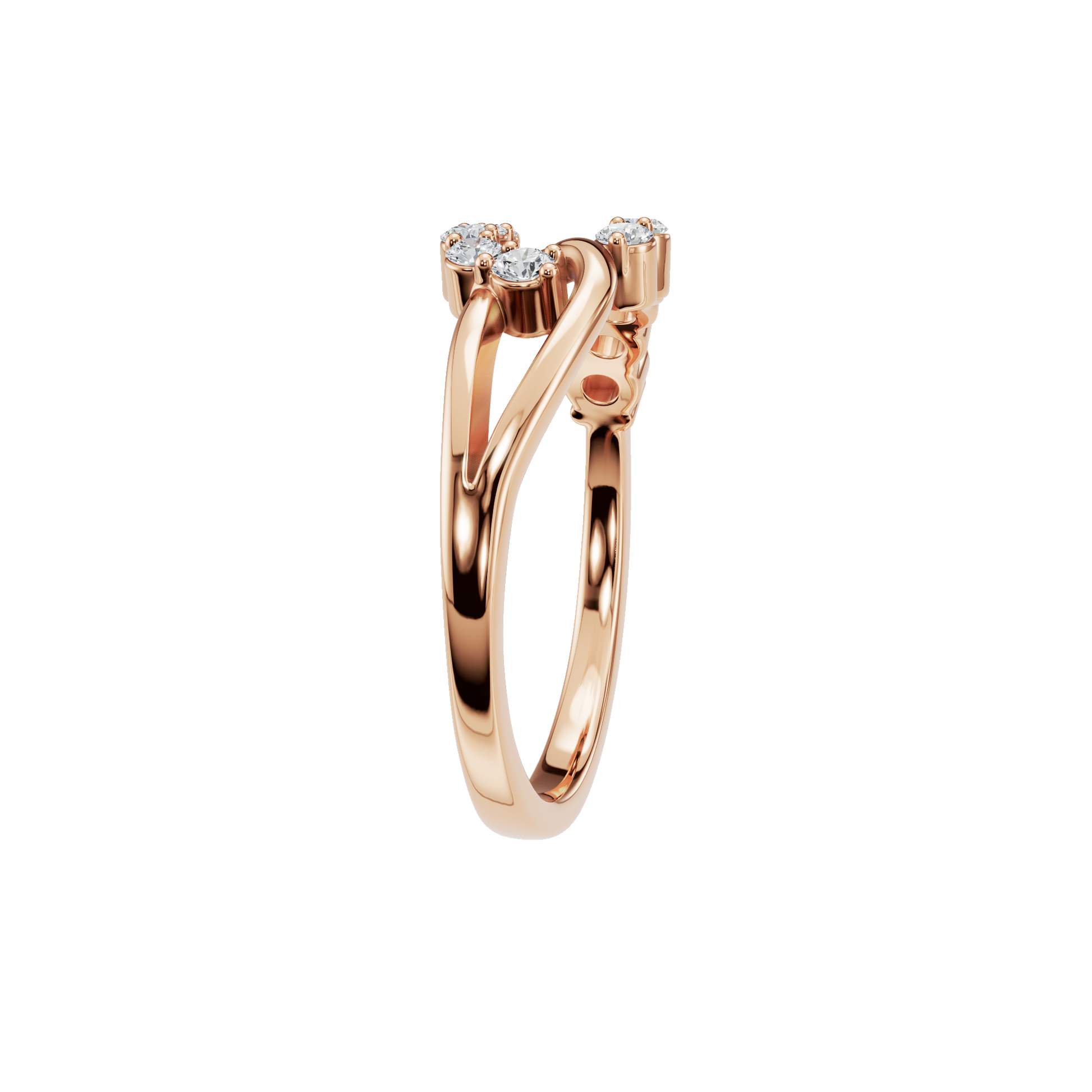 Comet Diamond Bypass Ring in Rose Gold side view | Roomy's Jewellery