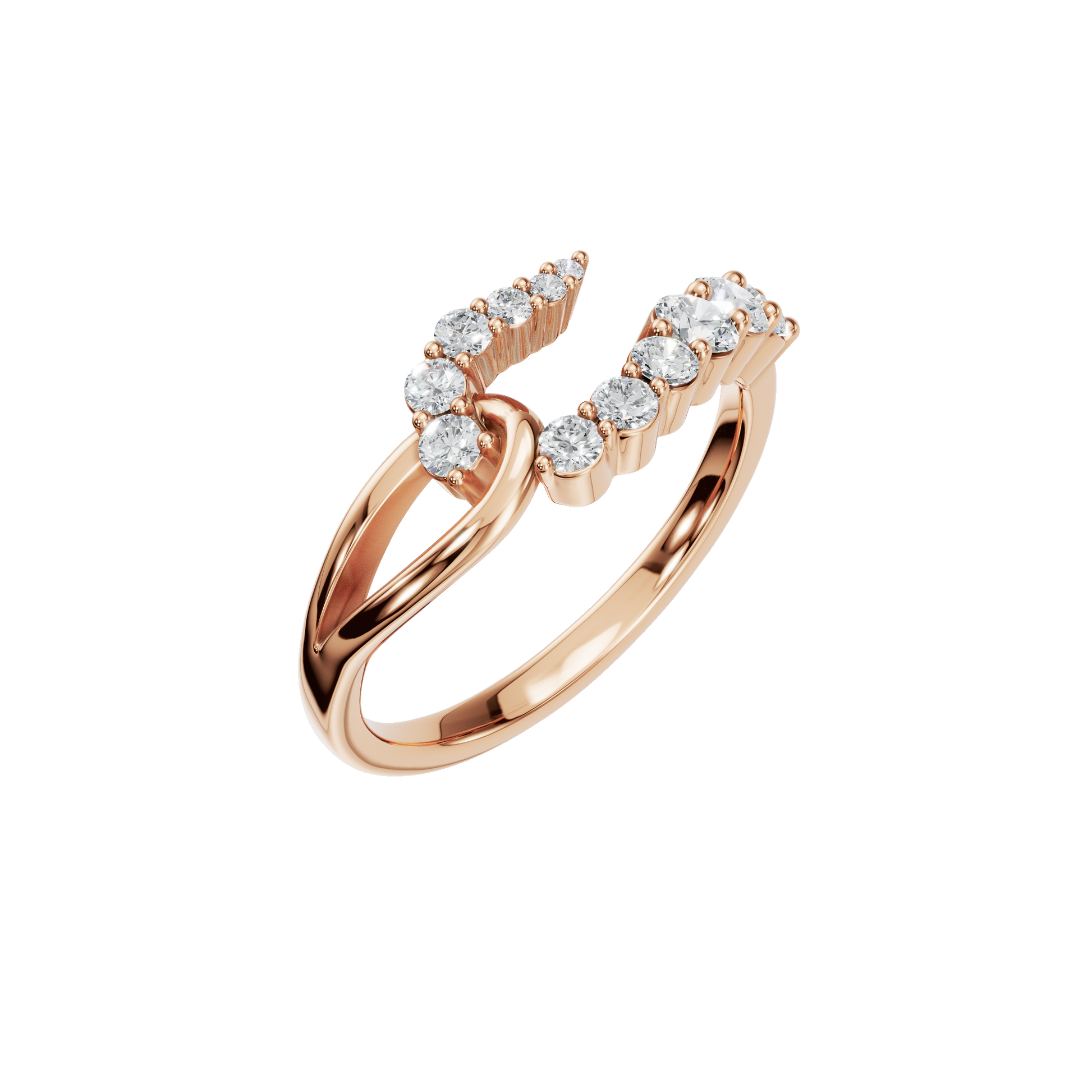 Comet Diamond Bypass Ring in Rose Gold close-up | Roomy's Jewellery