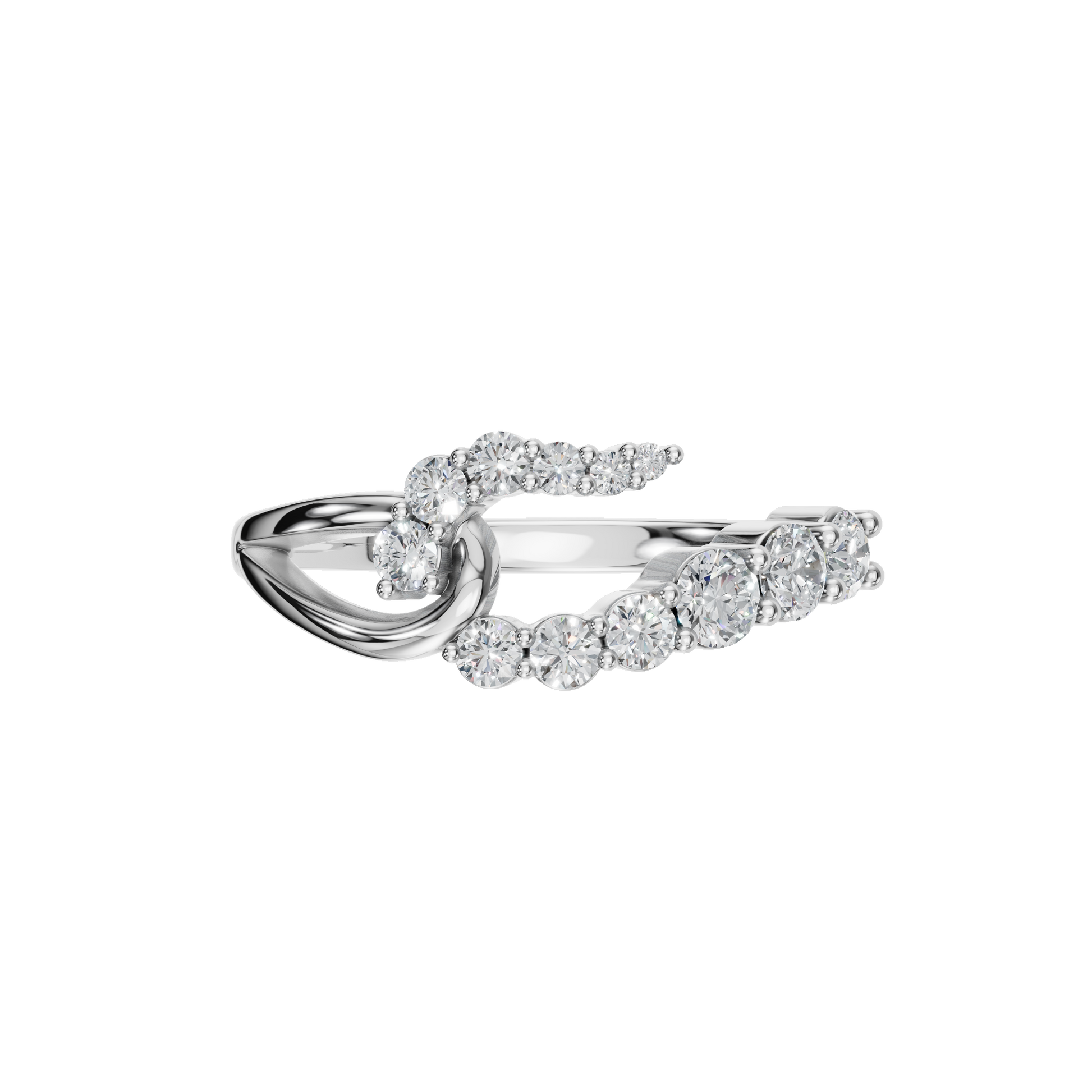 Comet Diamond Bypass Ring in White Gold — Lab Grown | Roomy's Jewellery
