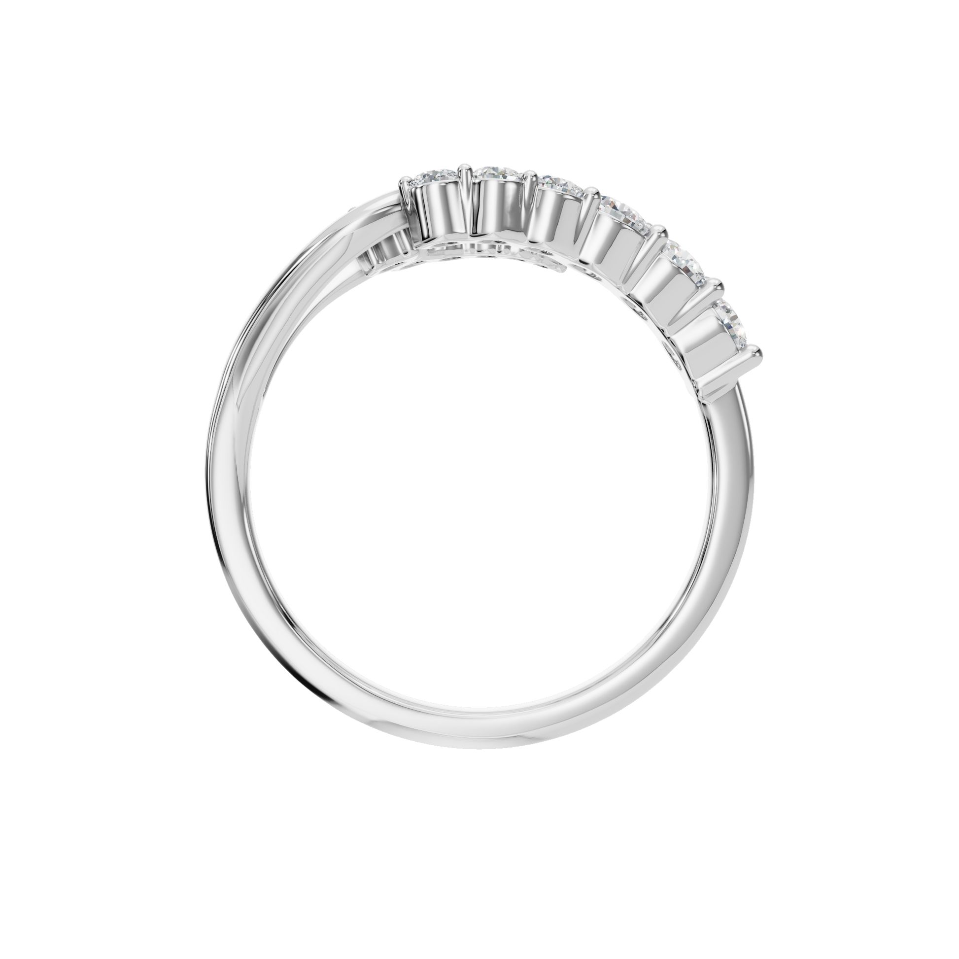 Comet Diamond Bypass Ring in White Gold on finger | Roomy's Jewellery