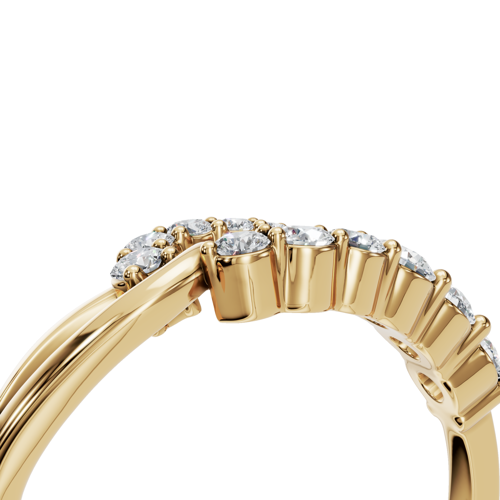 Comet Diamond Bypass Ring in Yellow Gold angled view | Roomy's Jewellery