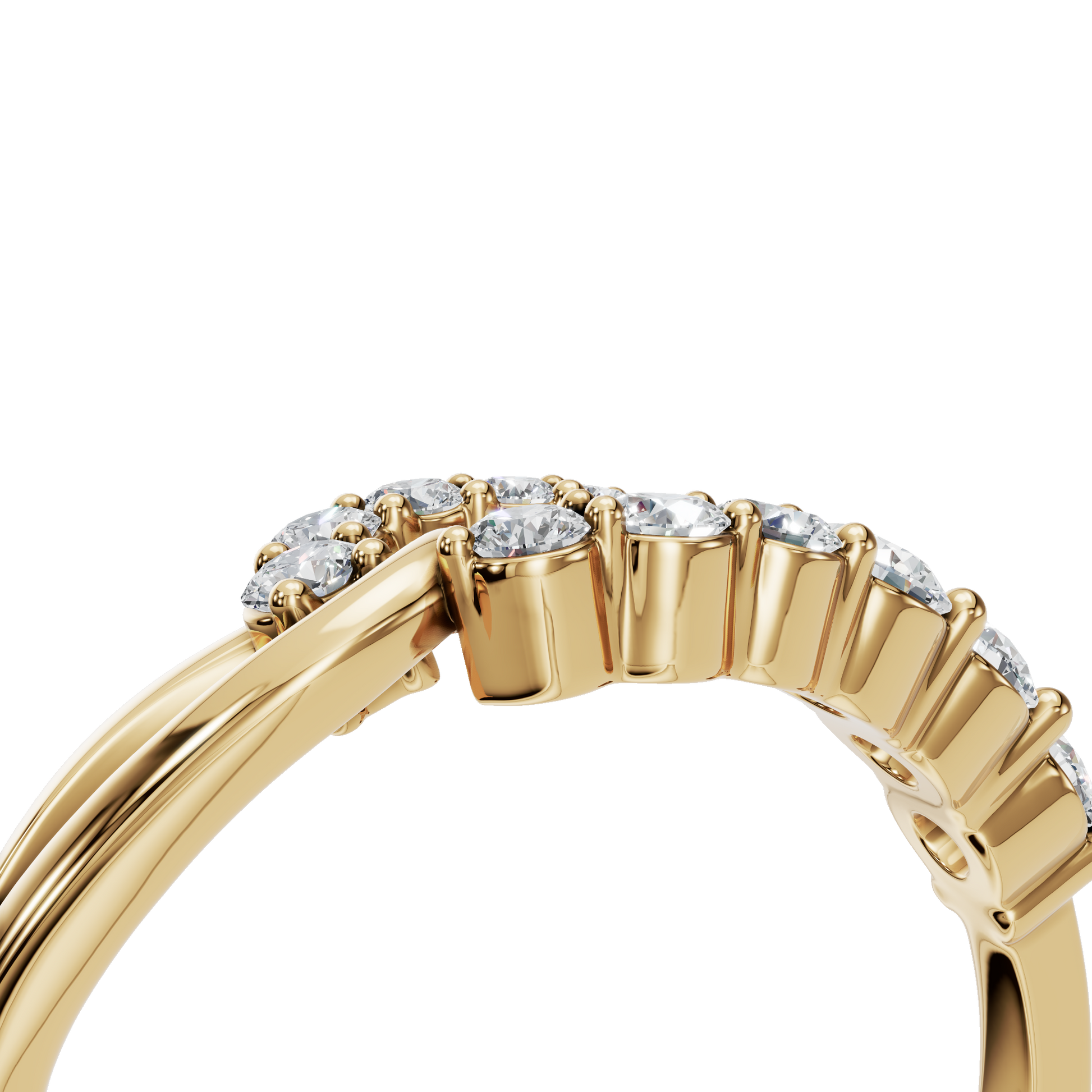 Comet Diamond Bypass Ring in Yellow Gold angled view | Roomy's Jewellery