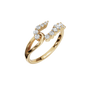 Comet Diamond Bypass Ring in Yellow Gold close-up | Roomy's Jewellery