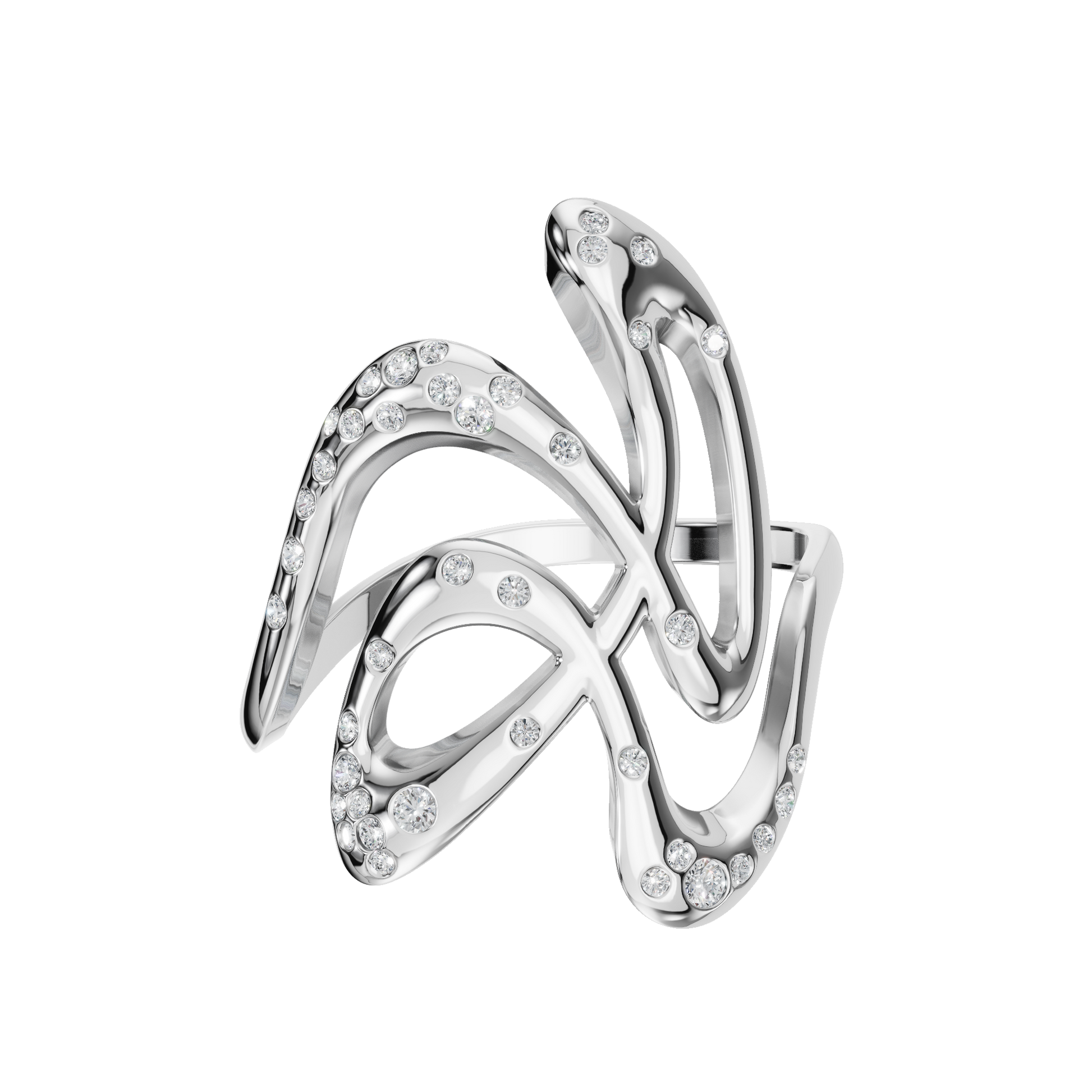 Reverie Diamond Sculptural Ring in White Gold — Lab Grown | Roomy's Jewellery