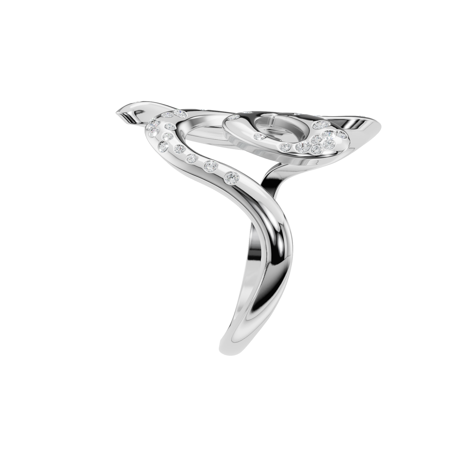 Reverie Diamond Sculptural Ring in White Gold side view | Roomy's Jewellery