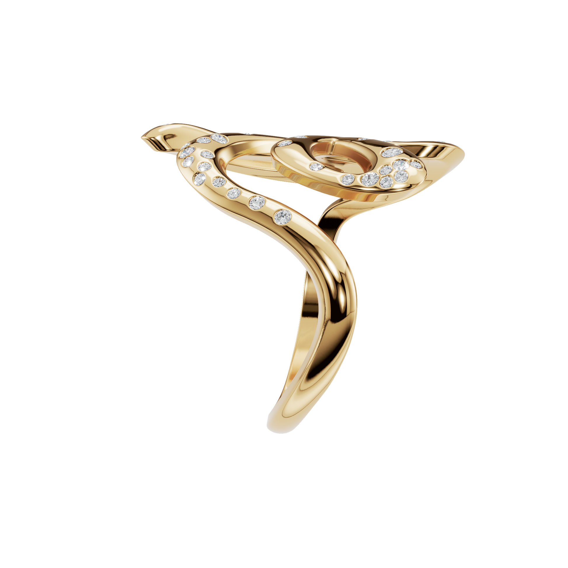 Reverie Diamond Sculptural Ring in Yellow Gold side view | Roomy's Jewellery
