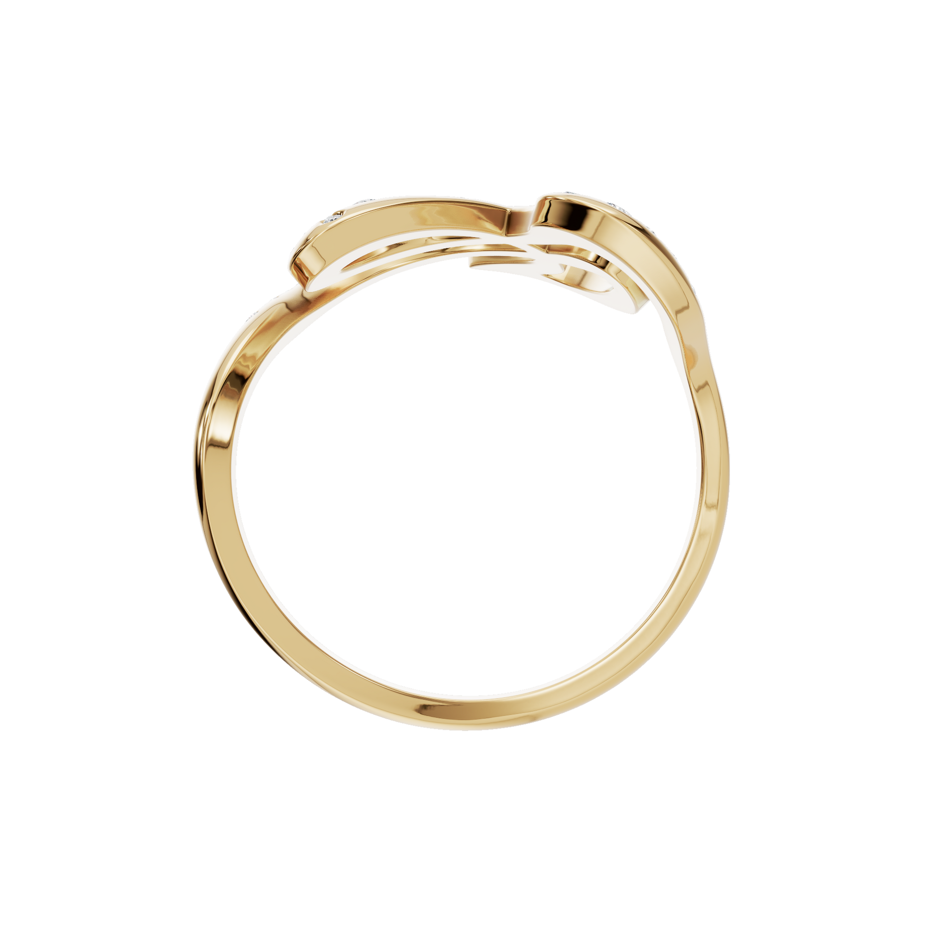 Reverie Diamond Sculptural Ring in Yellow Gold on finger | Roomy's Jewellery