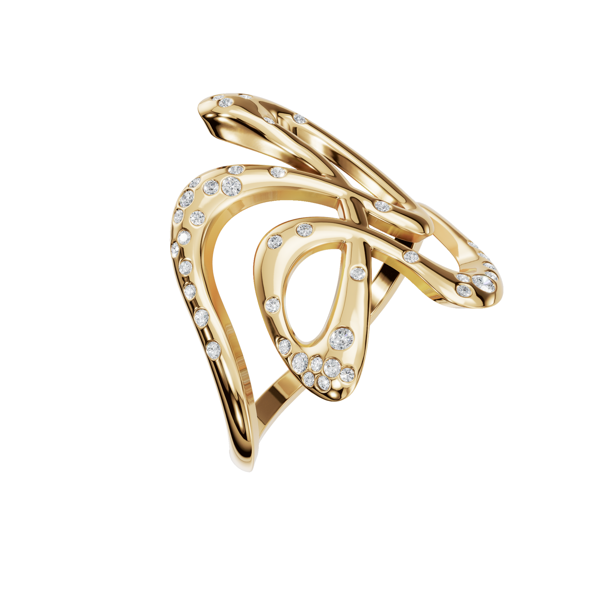 Reverie Diamond Sculptural Ring in Yellow Gold close-up | Roomy's Jewellery