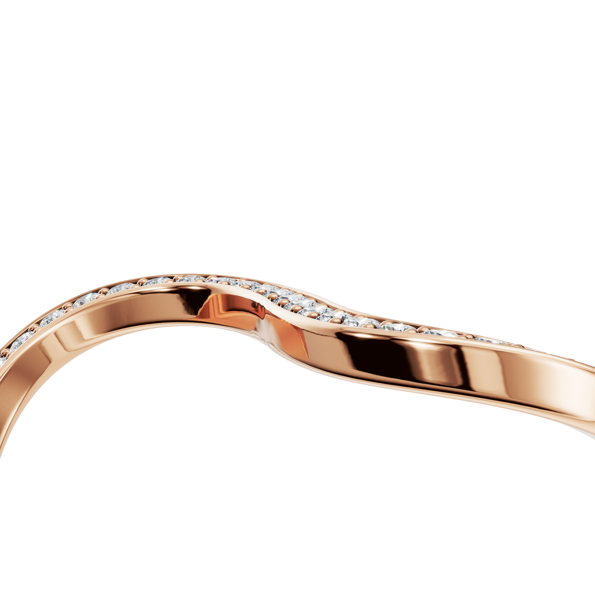 Infinity Diamond Pavé Ring in Rose Gold angled view | Roomy's Jewellery