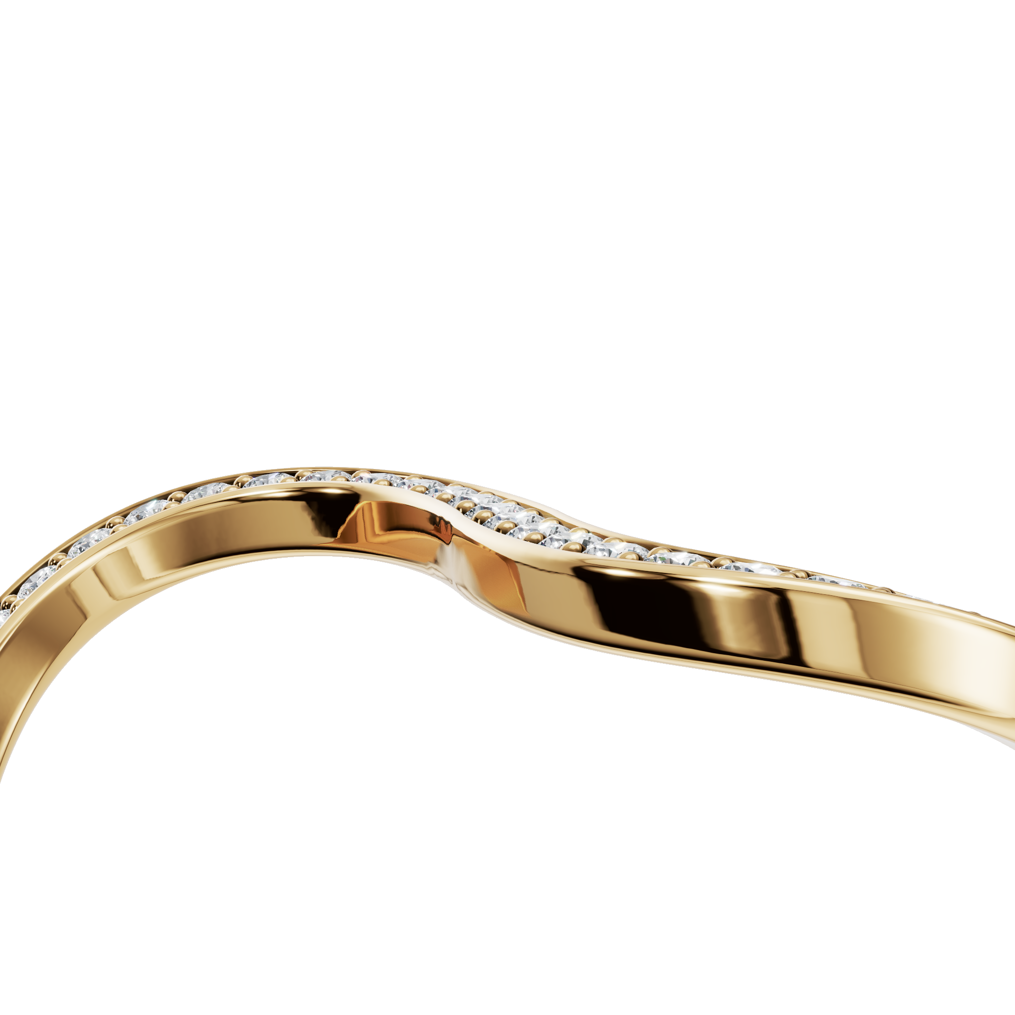 Infinity Diamond Pavé Ring in Yellow Gold angled view | Roomy's Jewellery