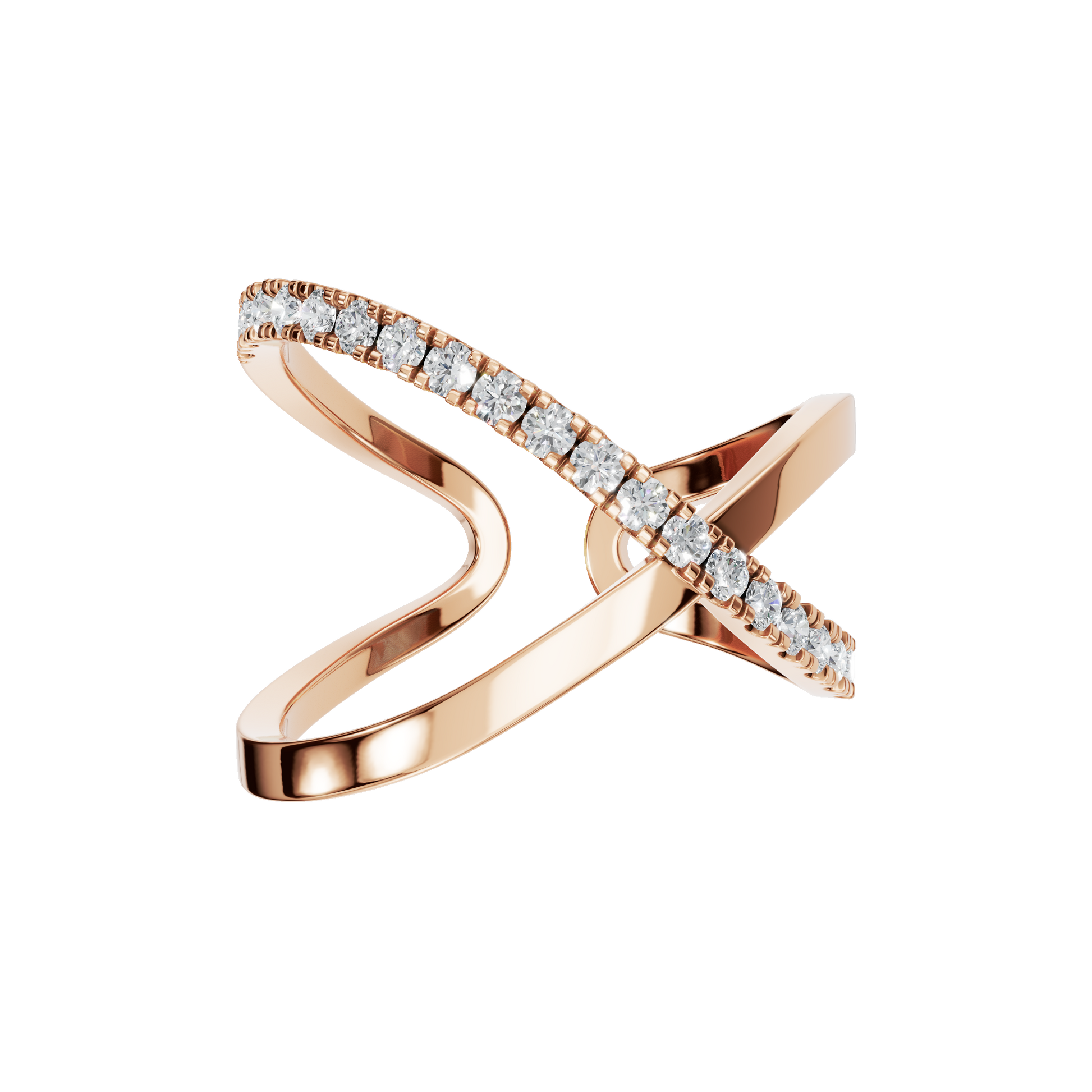 Kismet Diamond Crossover Ring in Rose Gold — Lab Grown | Roomy's Jewellery