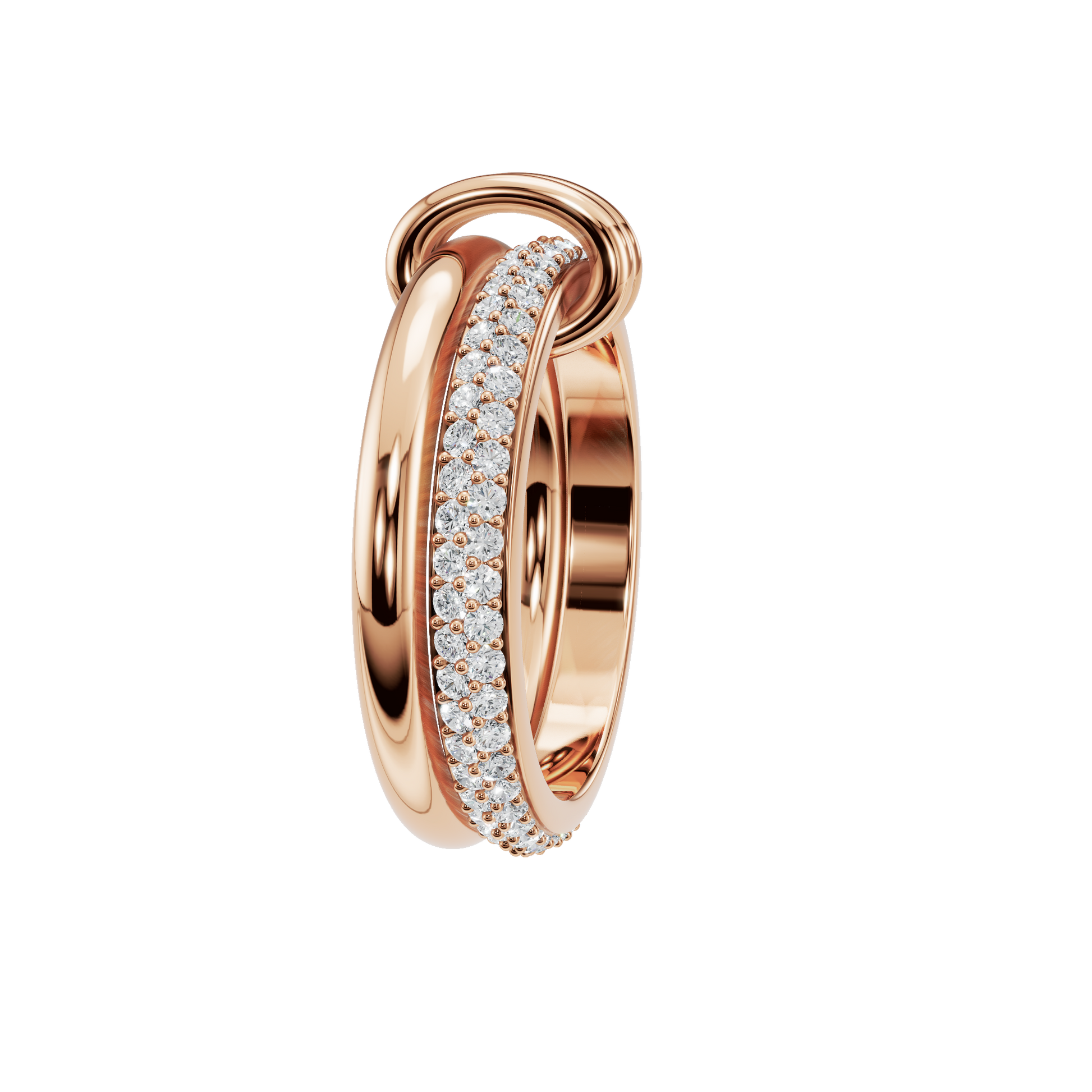 Duo Diamond Double Band in Rose Gold side view | Roomy's Jewellery