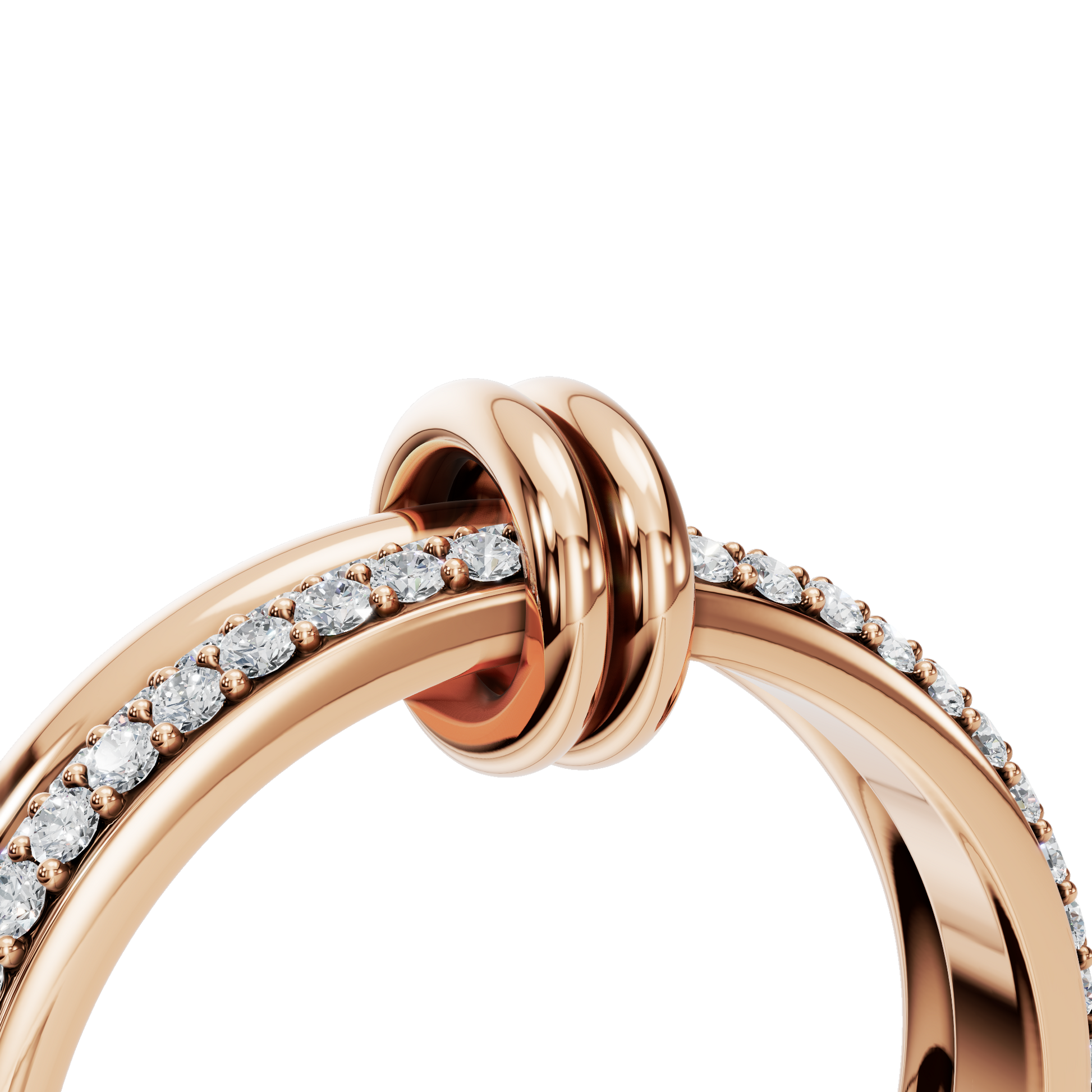 Duo Diamond Double Band in Rose Gold angled view | Roomy's Jewellery