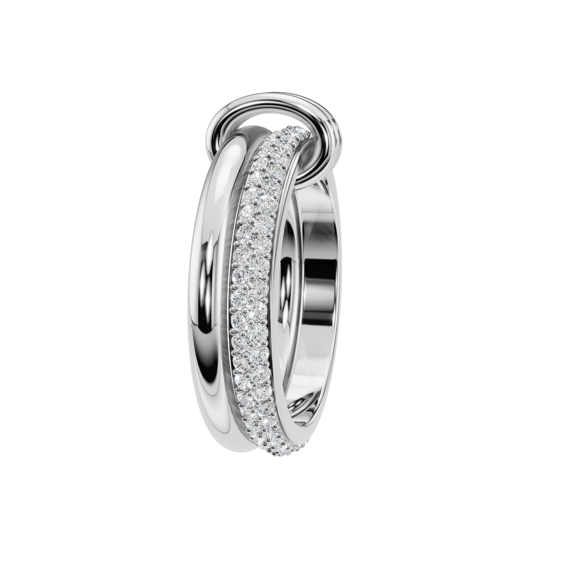 Duo Diamond Double Band in White Gold side view | Roomy's Jewellery
