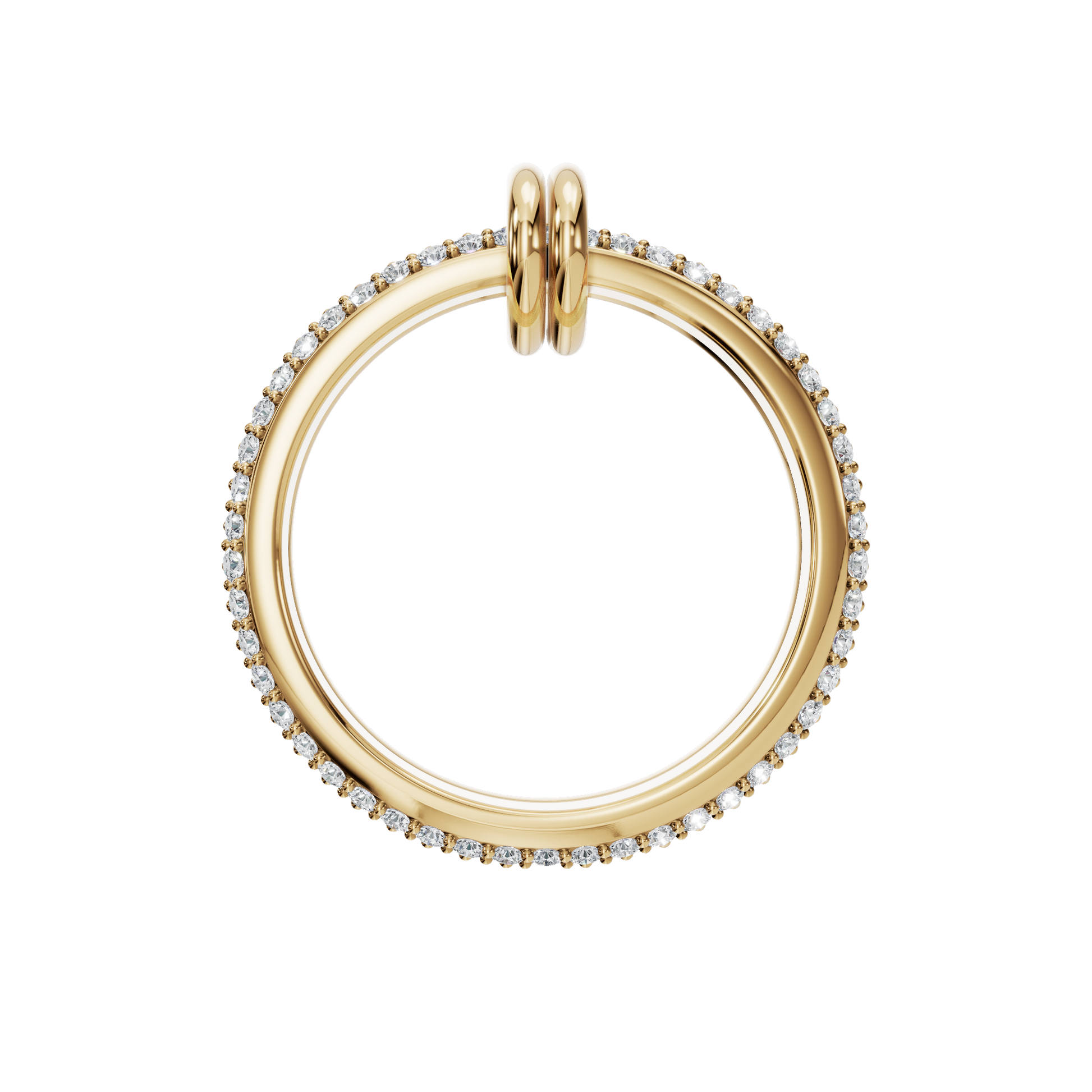 Duo Diamond Double Band in Yellow Gold on finger | Roomy's Jewellery