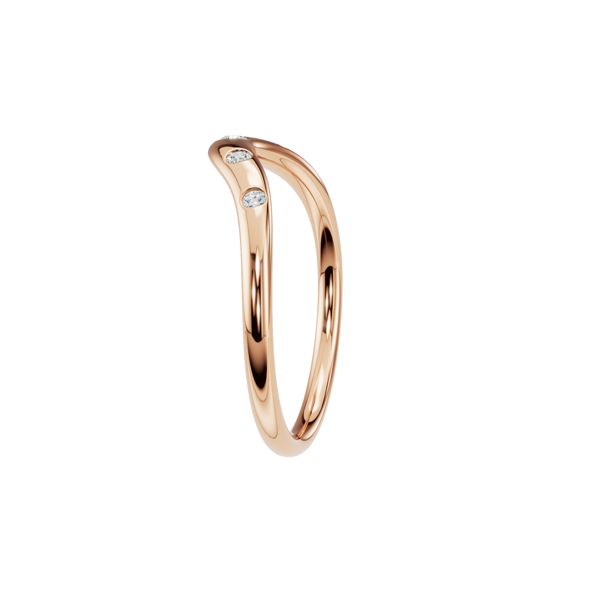 Arc Diamond Band Ring in Rose Gold Side View | Lab Grown Diamond | Roomy's Jewellery