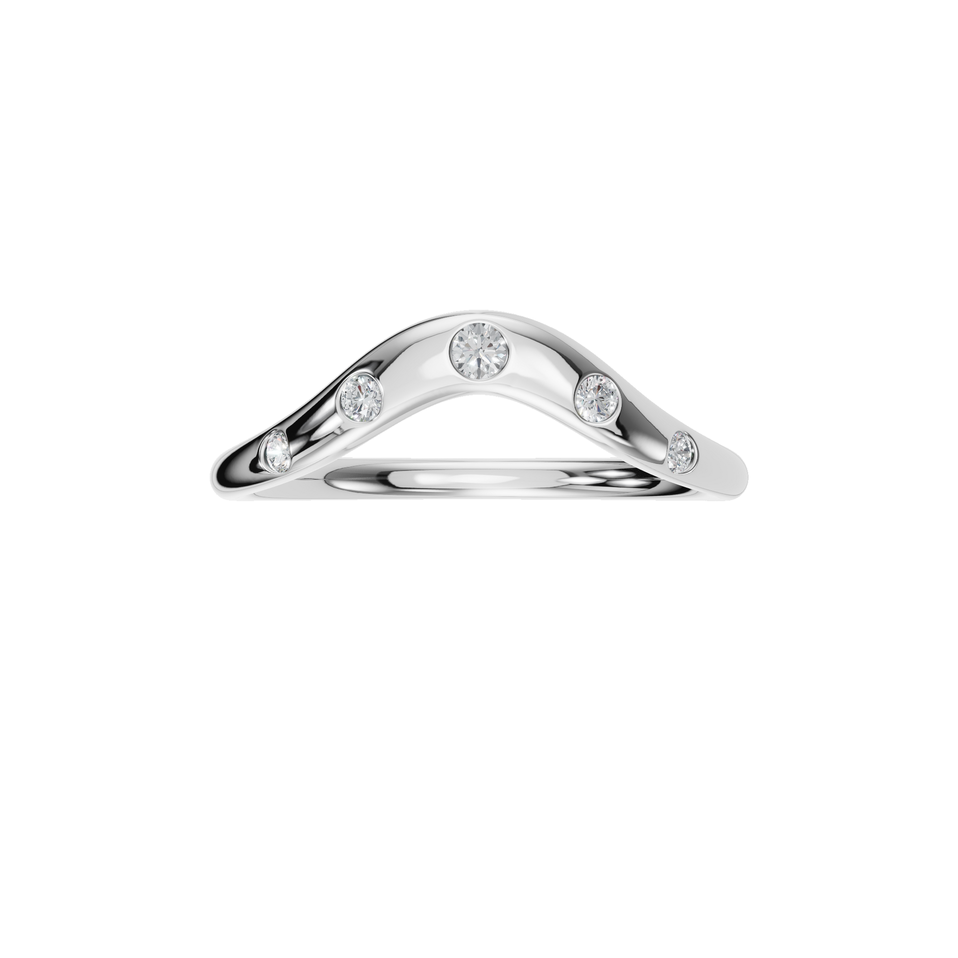 Arc Diamond Band Ring in White Gold Front View | Lab Grown Diamond | Roomy's Jewellery