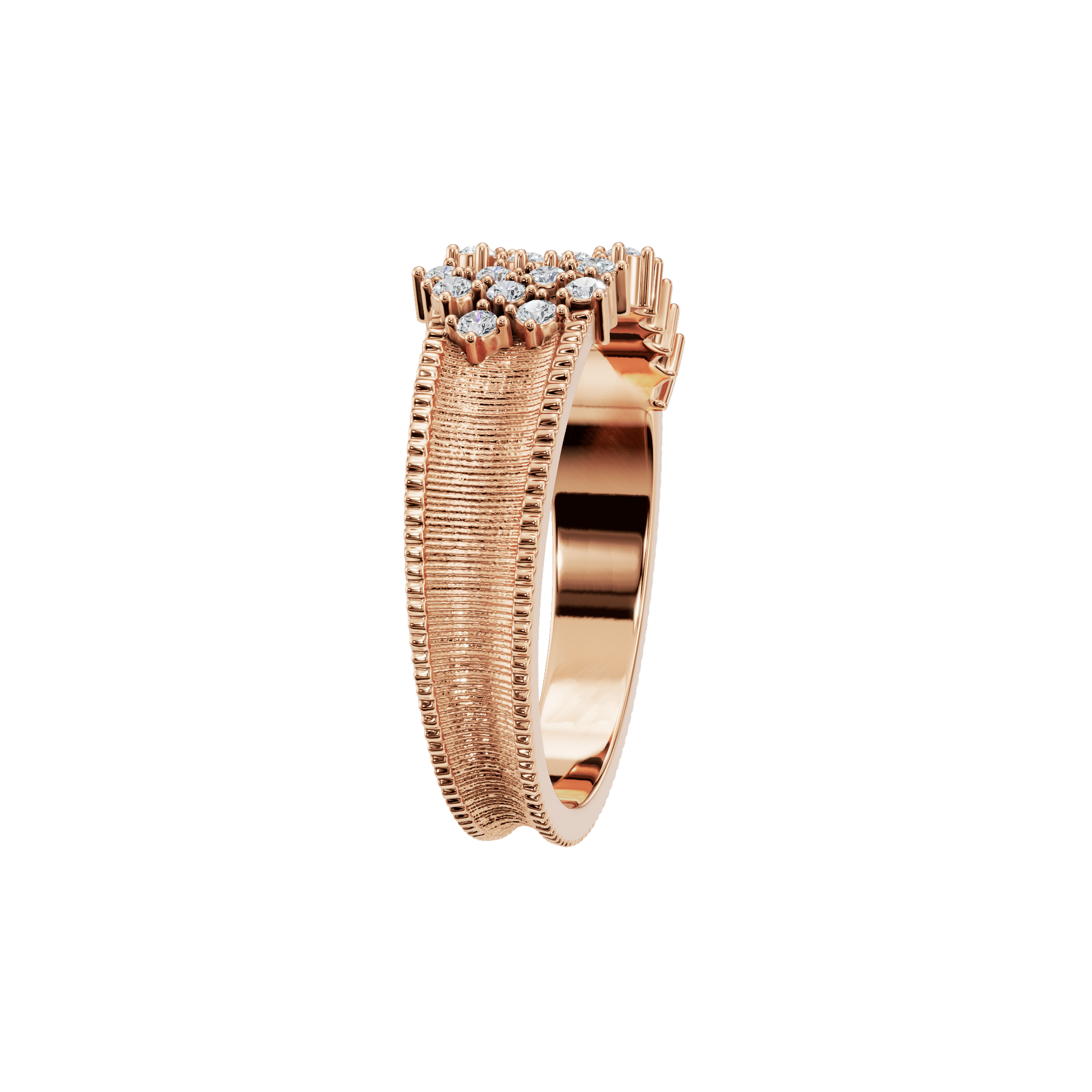 Blossom Diamond Cluster Ring in Rose Gold side view | Roomy's Jewellery