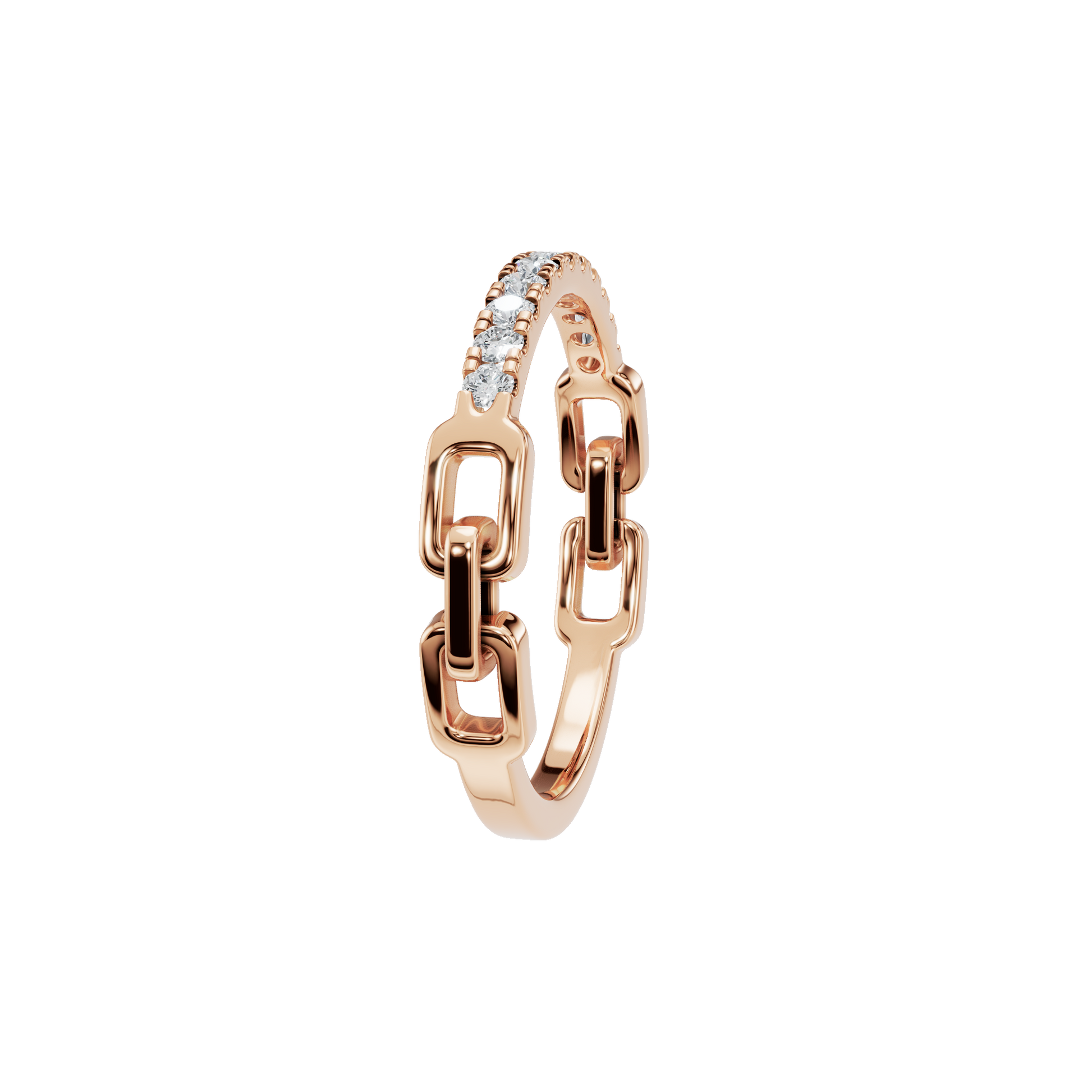 Linear Diamond Half Eternity Band in Rose Gold side view | Roomy's Jewellery