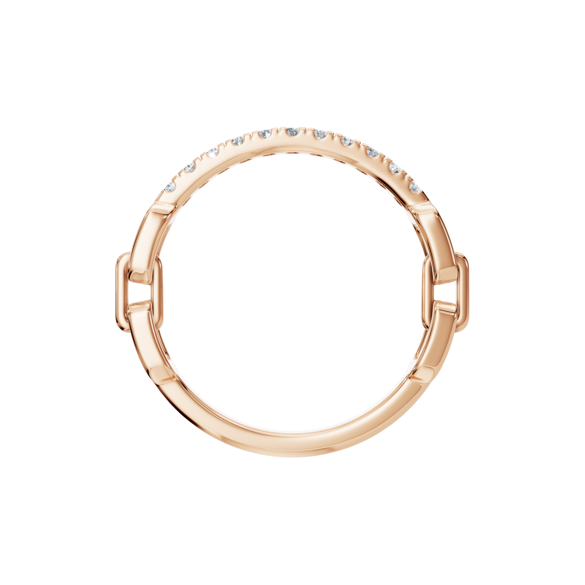 Linear Diamond Half Eternity Band in Rose Gold on finger | Roomy's Jewellery