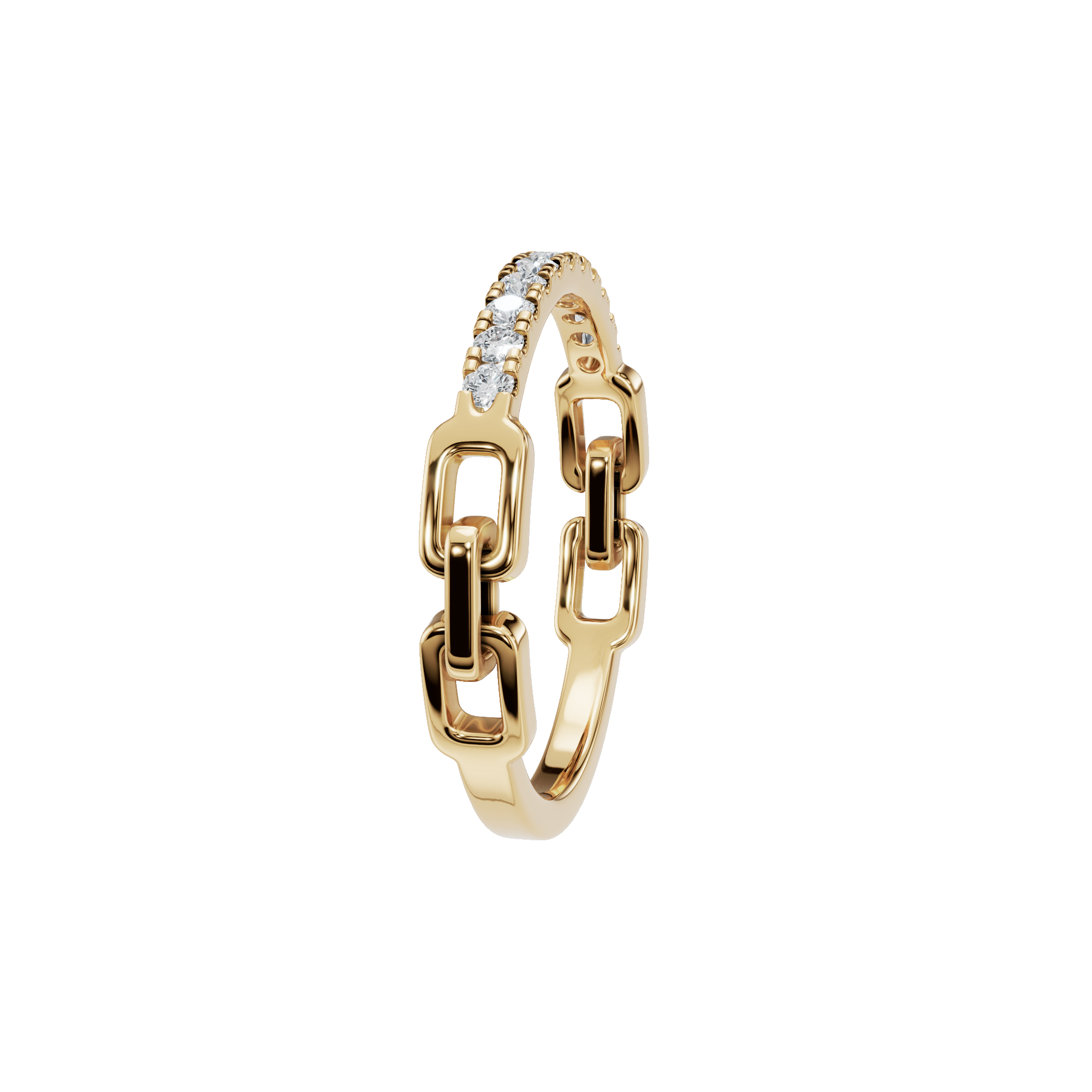 Linear Diamond Half Eternity Band in Yellow Gold side view | Roomy's Jewellery