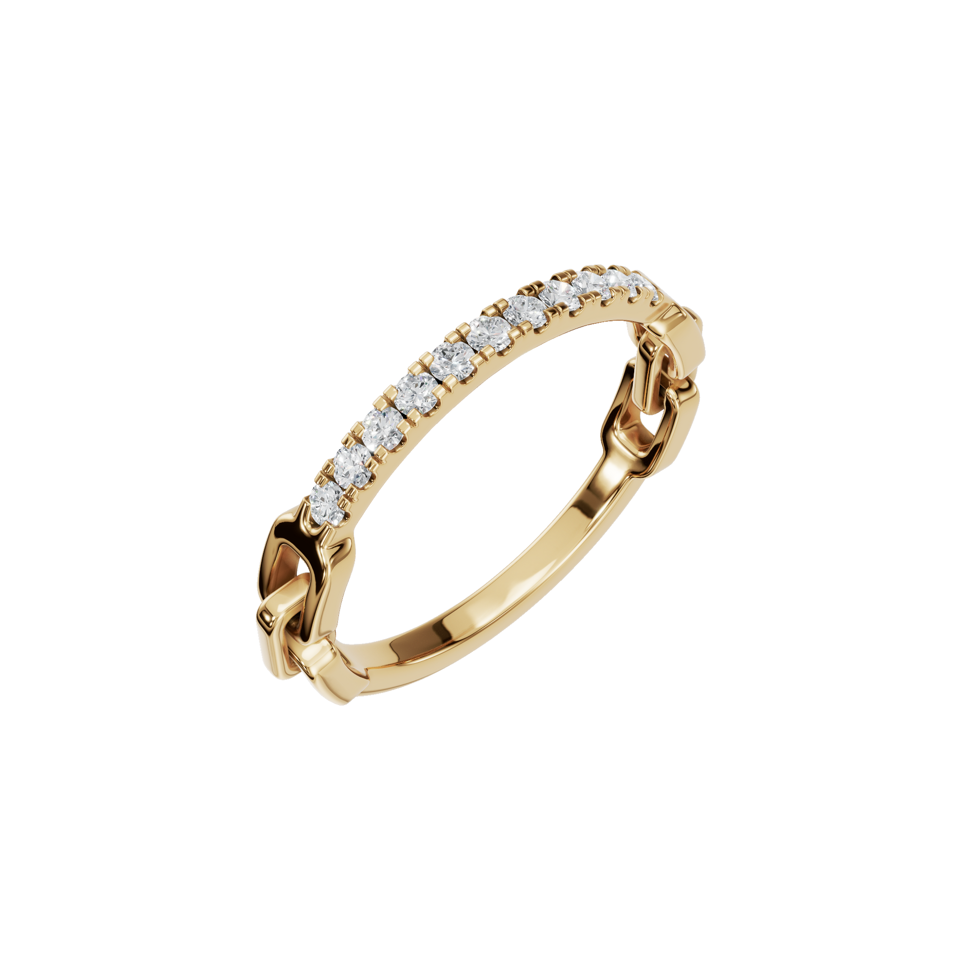 Linear Diamond Half Eternity Band in Yellow Gold angled view | Roomy's Jewellery
