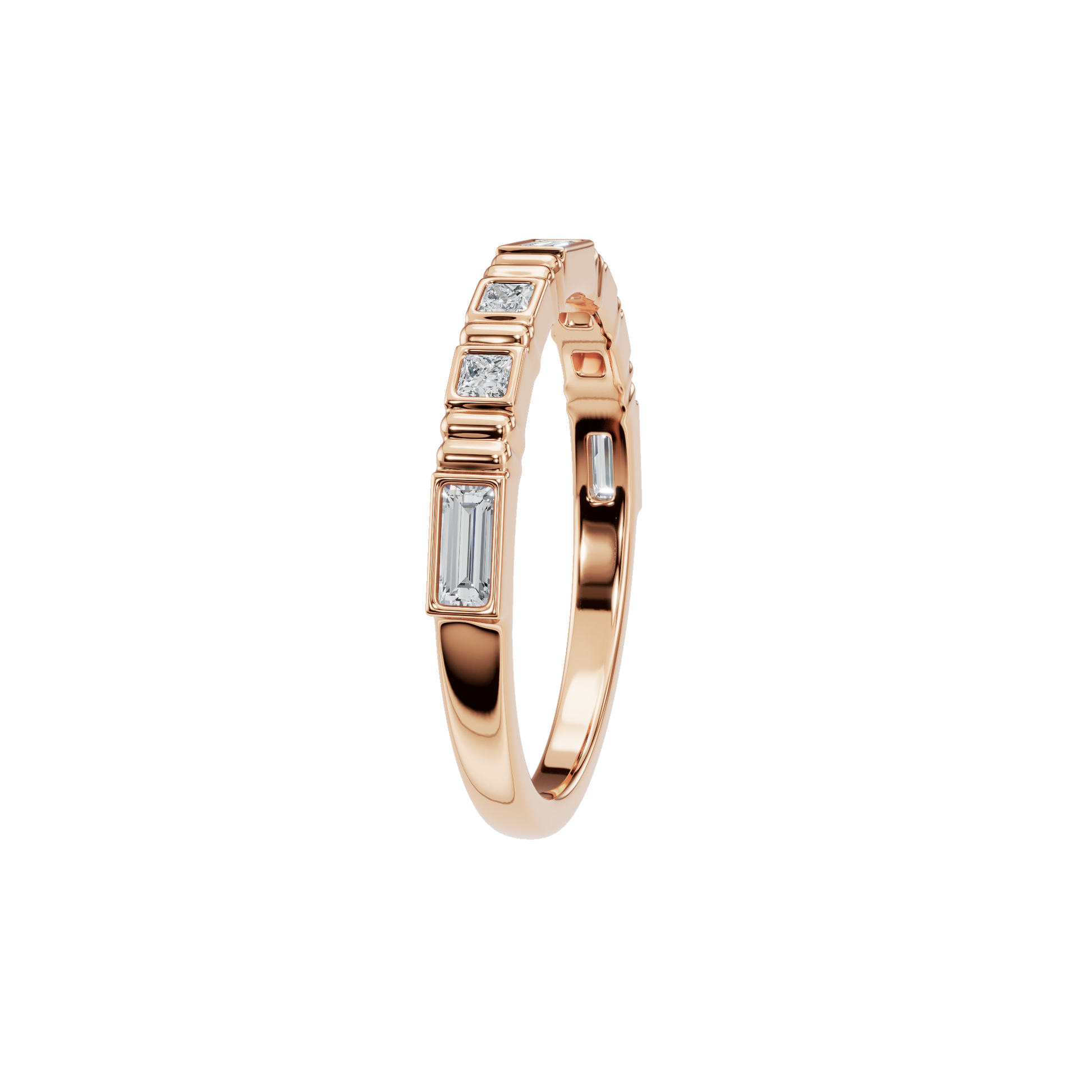 Prism Diamond Band in Rose Gold side view | Roomy's Jewellery