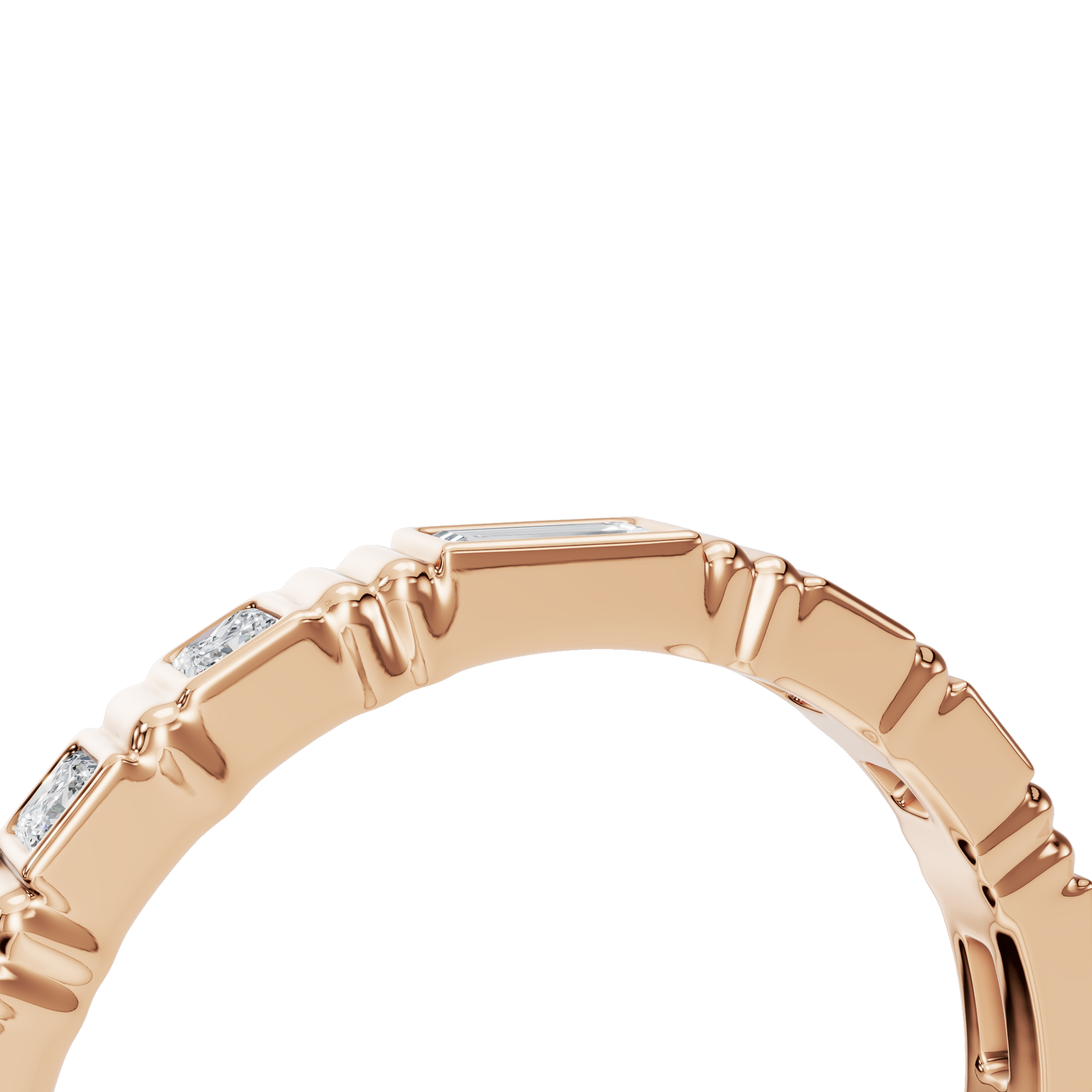 Prism Diamond Band in Rose Gold angled view | Roomy's Jewellery