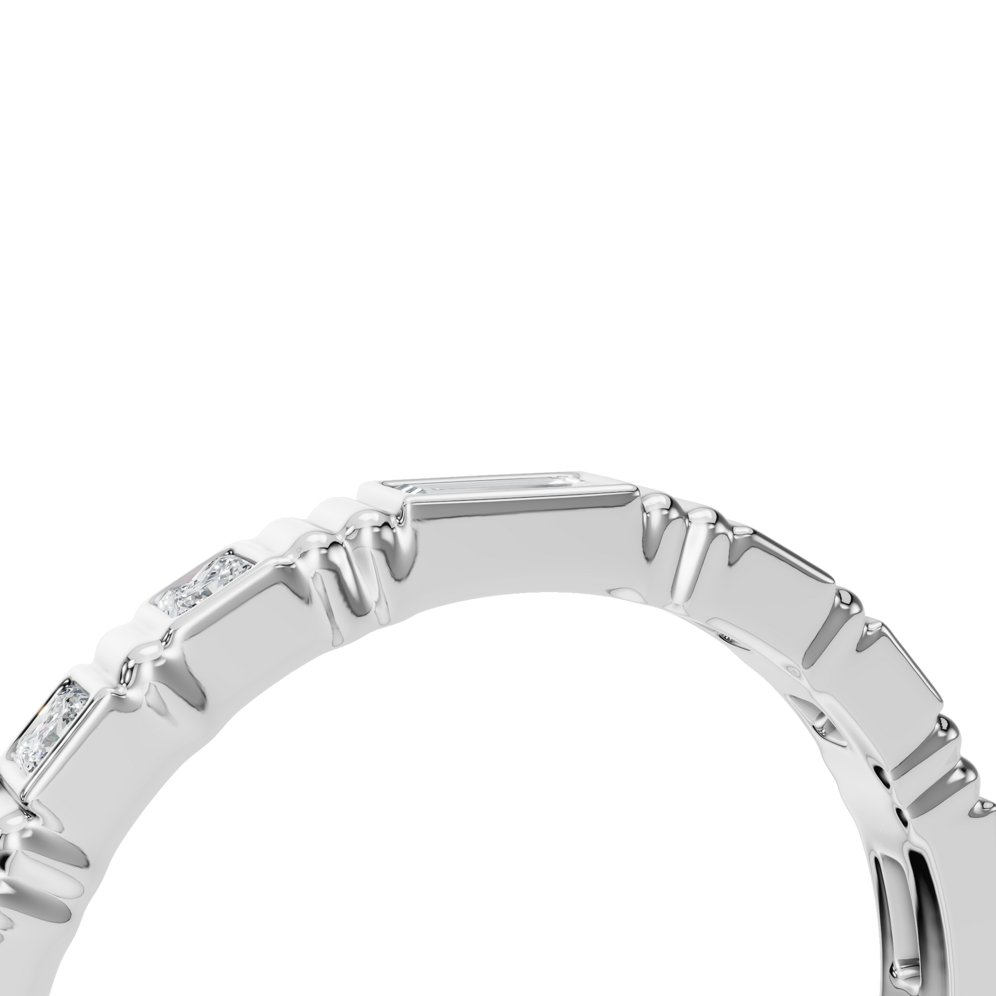 Prism Diamond Band in White Gold angled view | Roomy's Jewellery