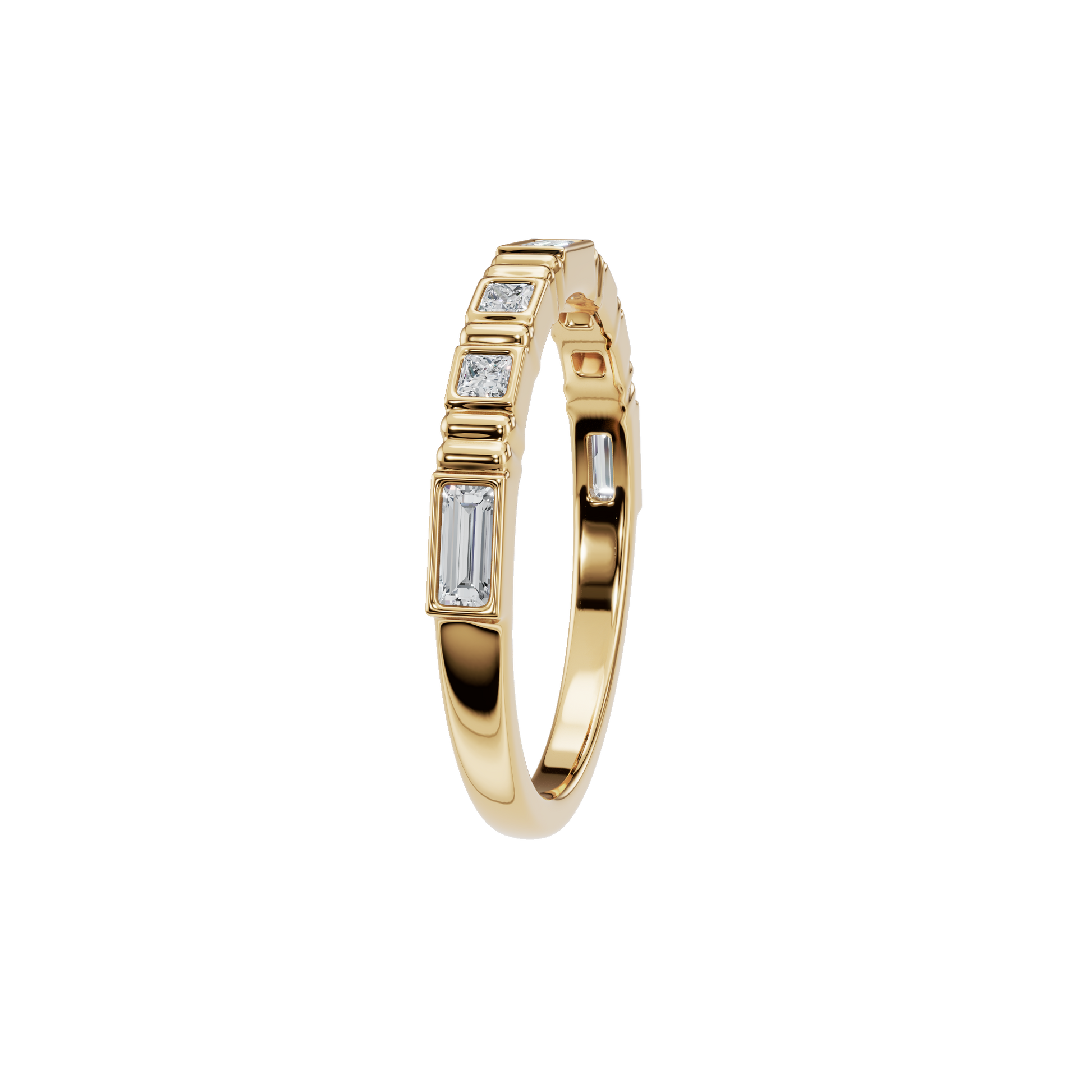 Prism Diamond Band in Yellow Gold side view | Roomy's Jewellery