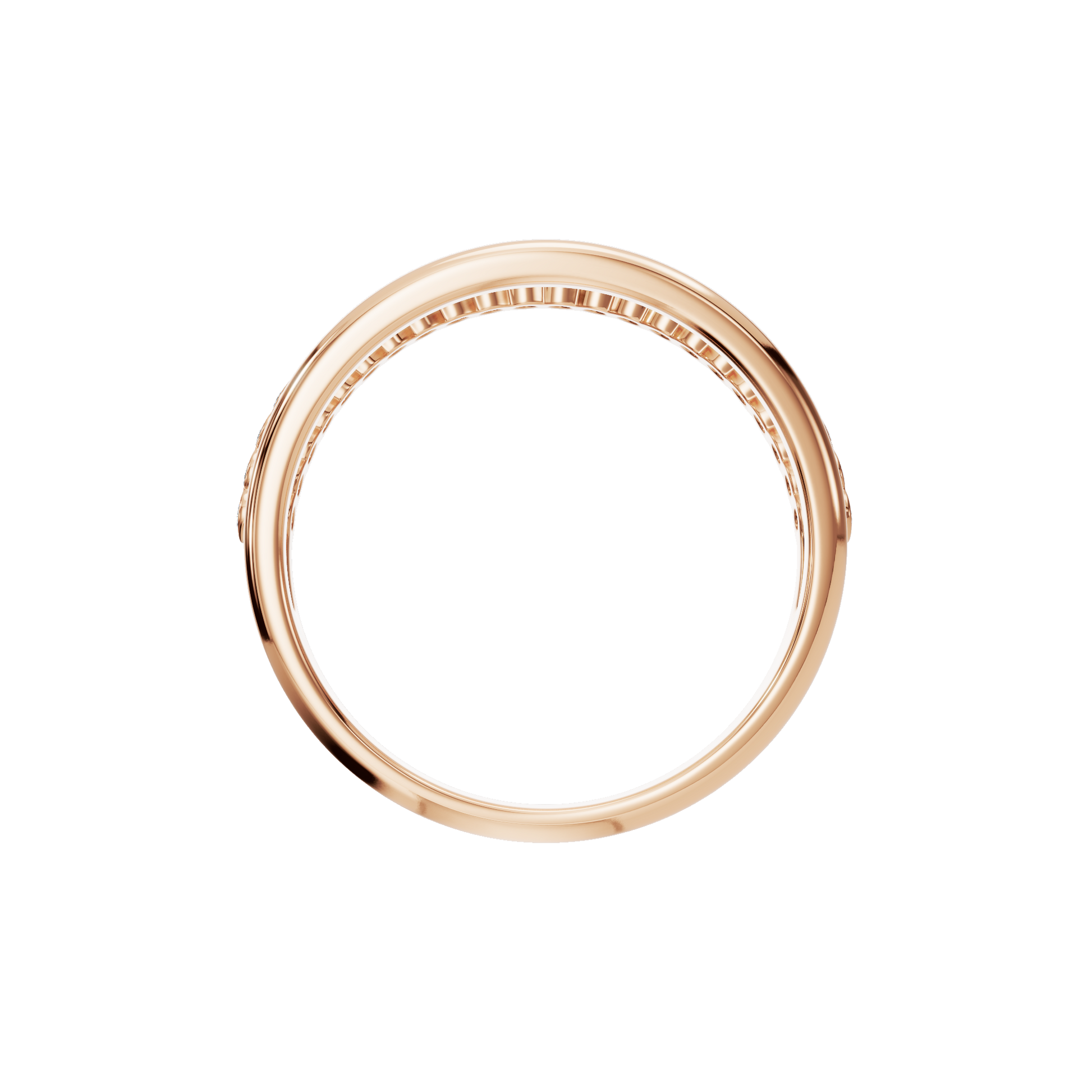 Eclipse Diamond Double Band in Rose Gold on finger | Roomy's Jewellery