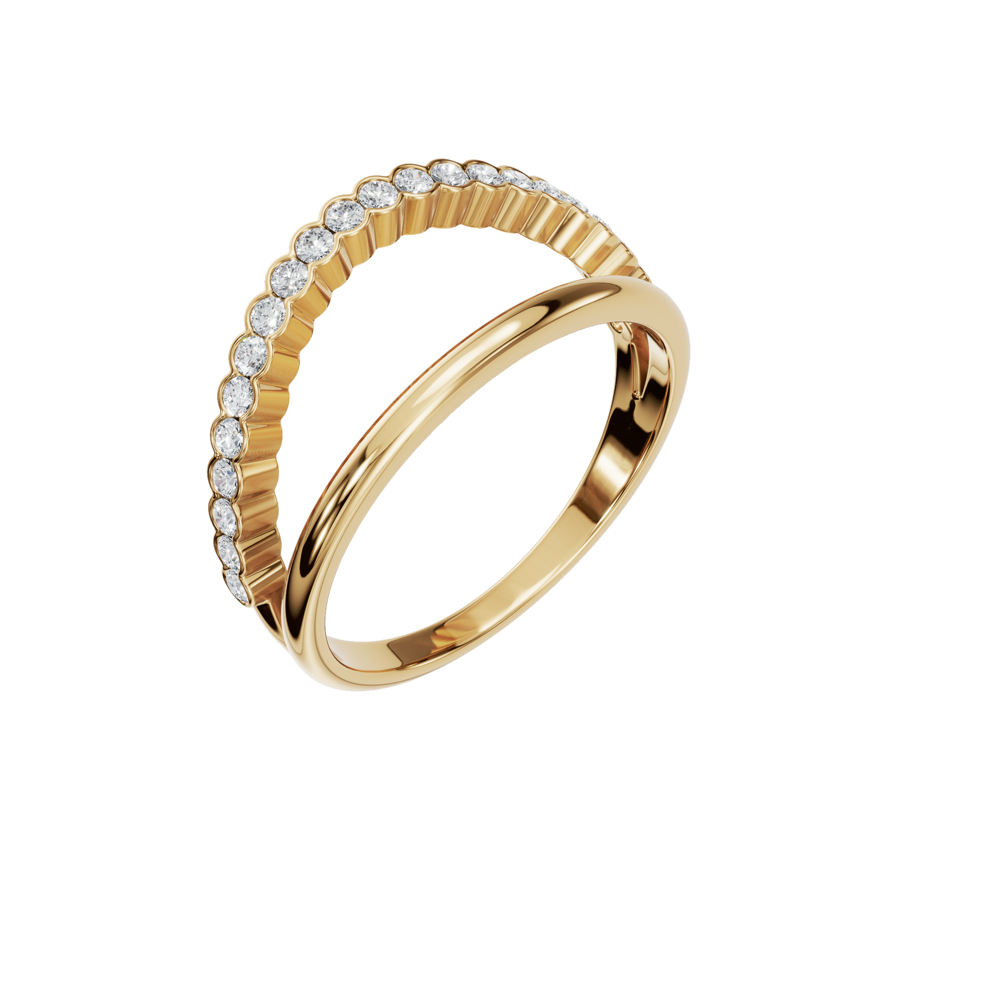 Eclipse Diamond Double Band in Yellow Gold close-up | Roomy's Jewellery