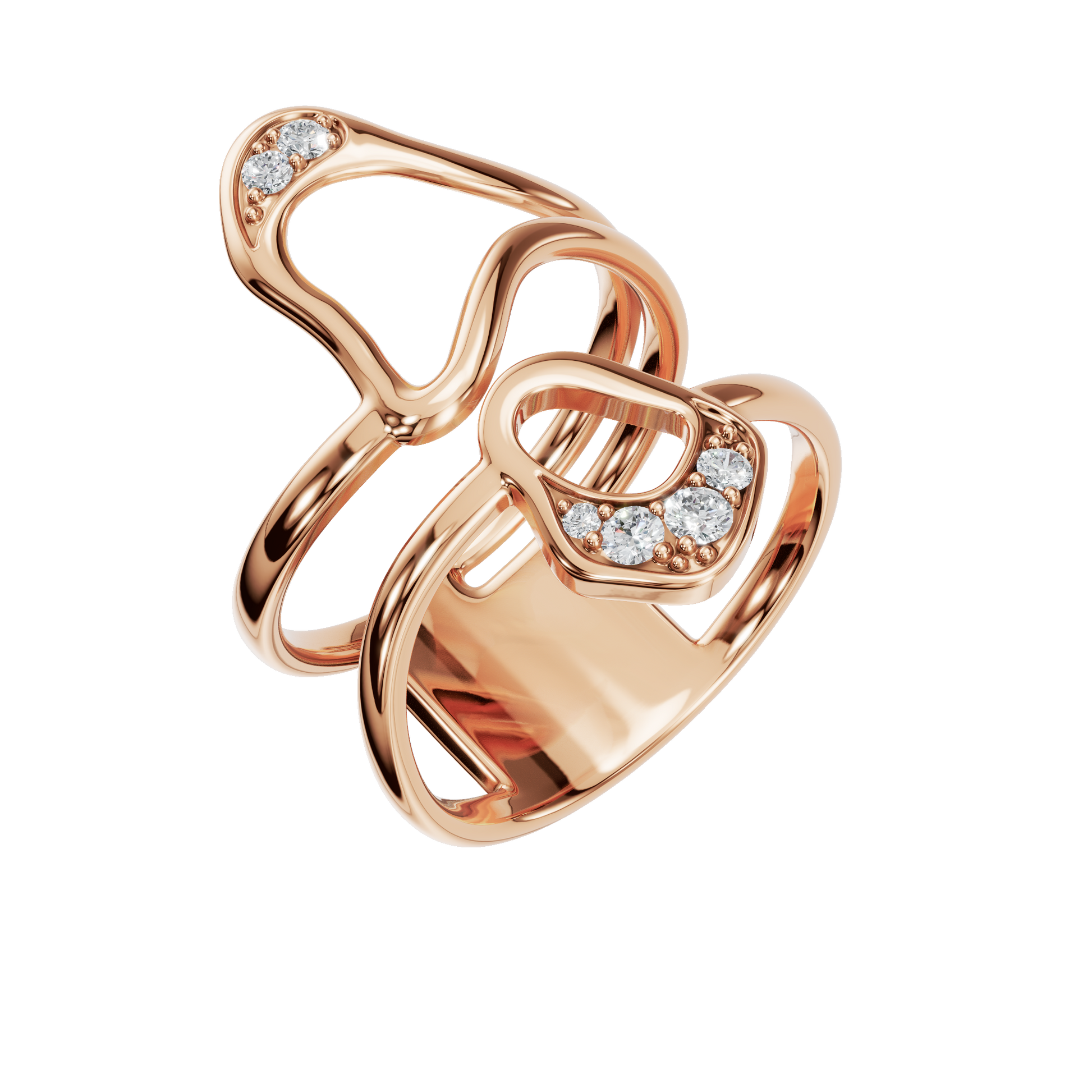 Atelier Diamond Sculptural Ring in Rose Gold close-up | Roomy's Jewellery
