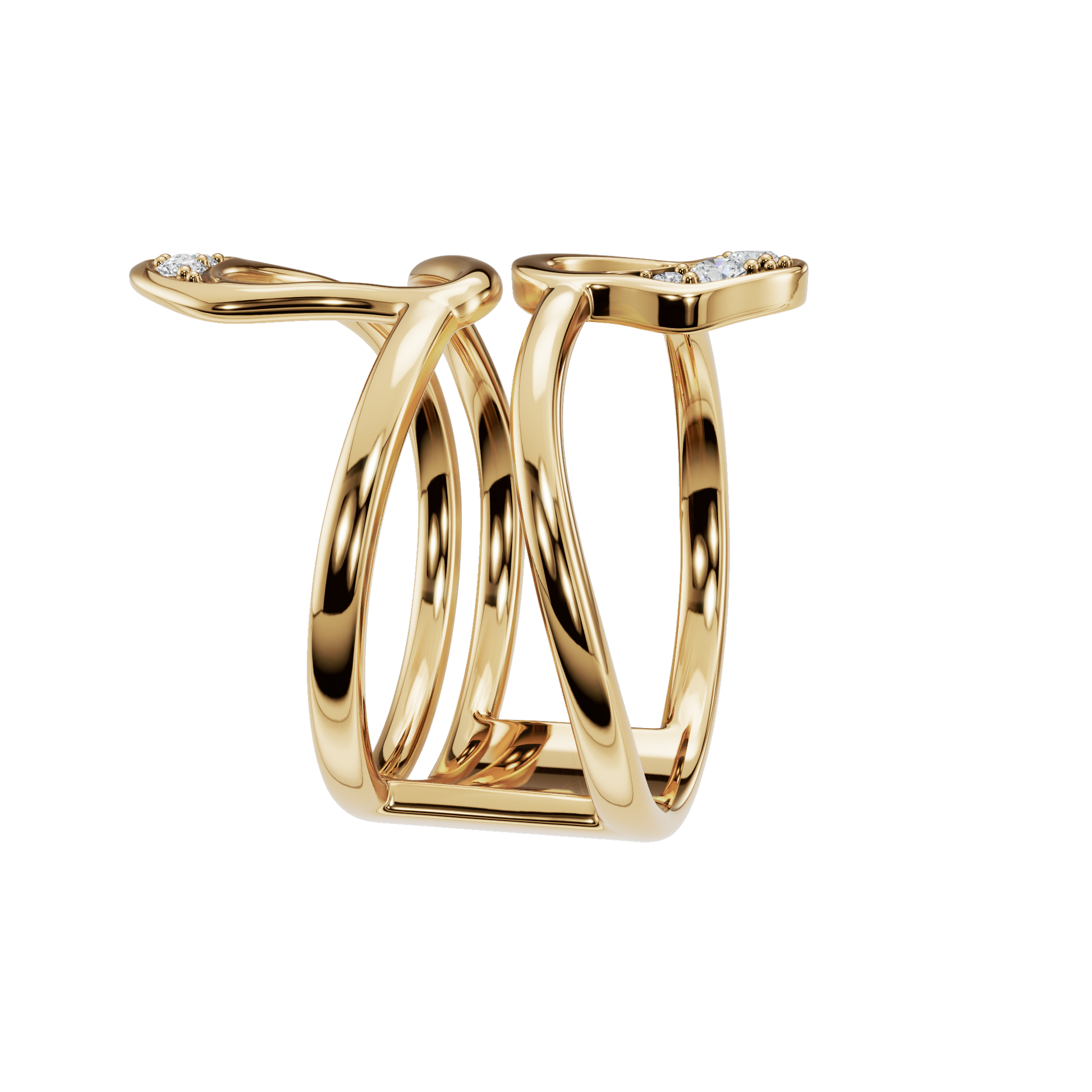 Atelier Diamond Sculptural Ring in Yellow Gold side view | Roomy's Jewellery