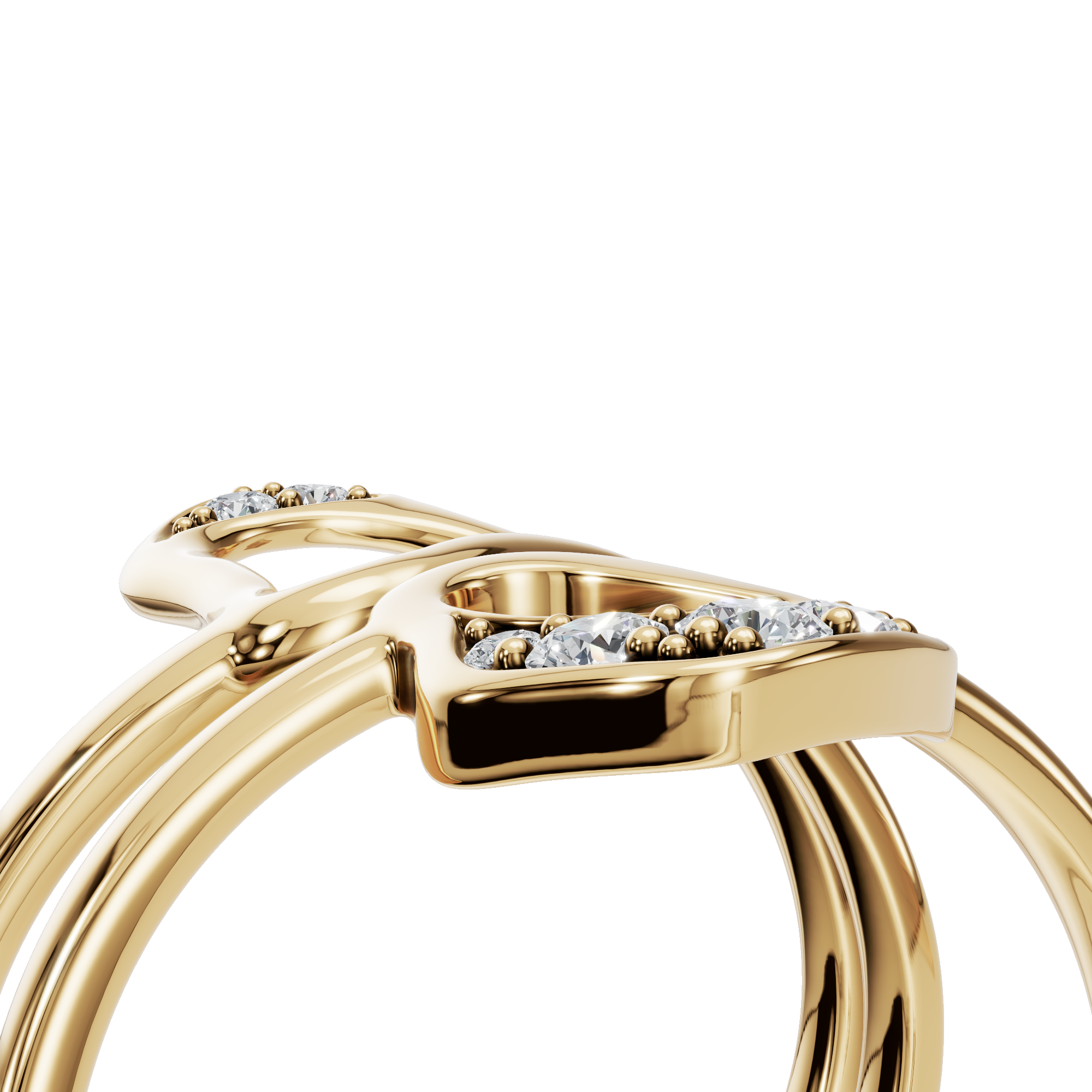 Atelier Diamond Sculptural Ring in Yellow Gold angled view | Roomy's Jewellery