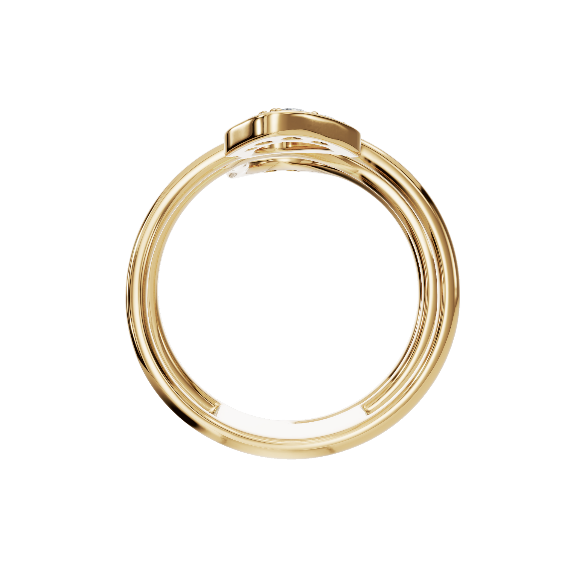 Atelier Diamond Sculptural Ring in Yellow Gold on finger | Roomy's Jewellery