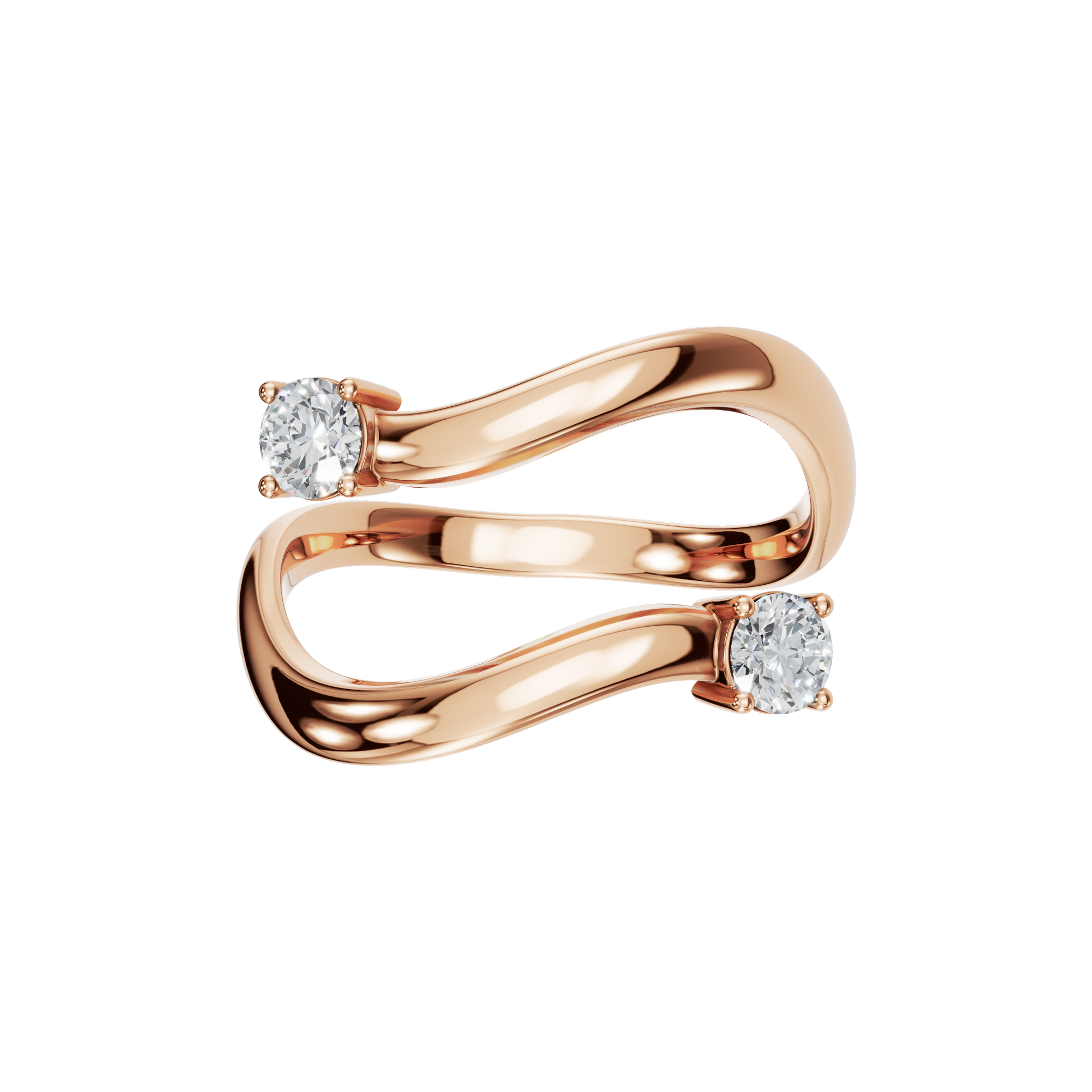 Duet Diamond Bypass Ring in Rose Gold — Lab Grown | Roomy's Jewellery