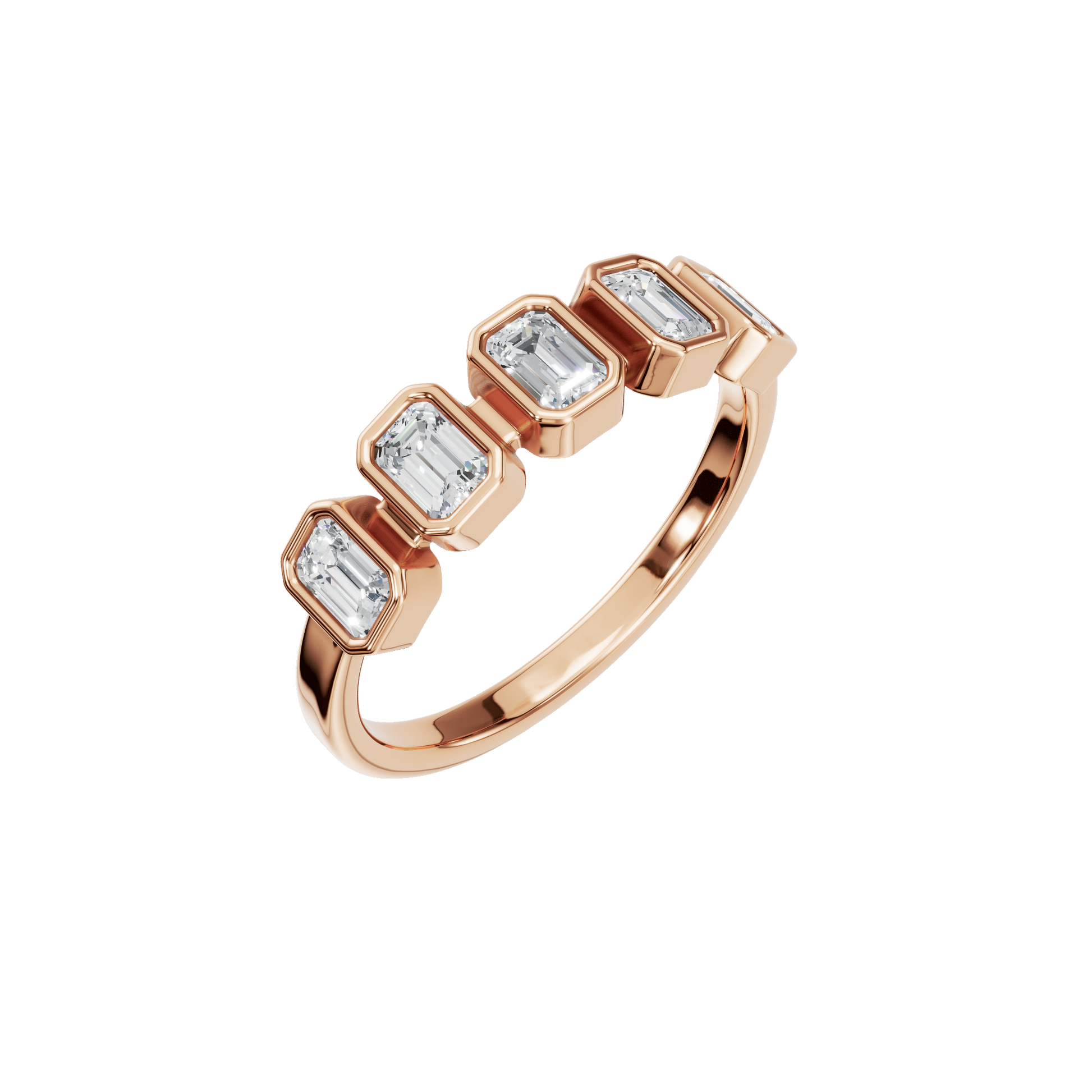 Prism Emerald Diamond Eternity Band in Rose Gold close-up | Roomy's Jewellery