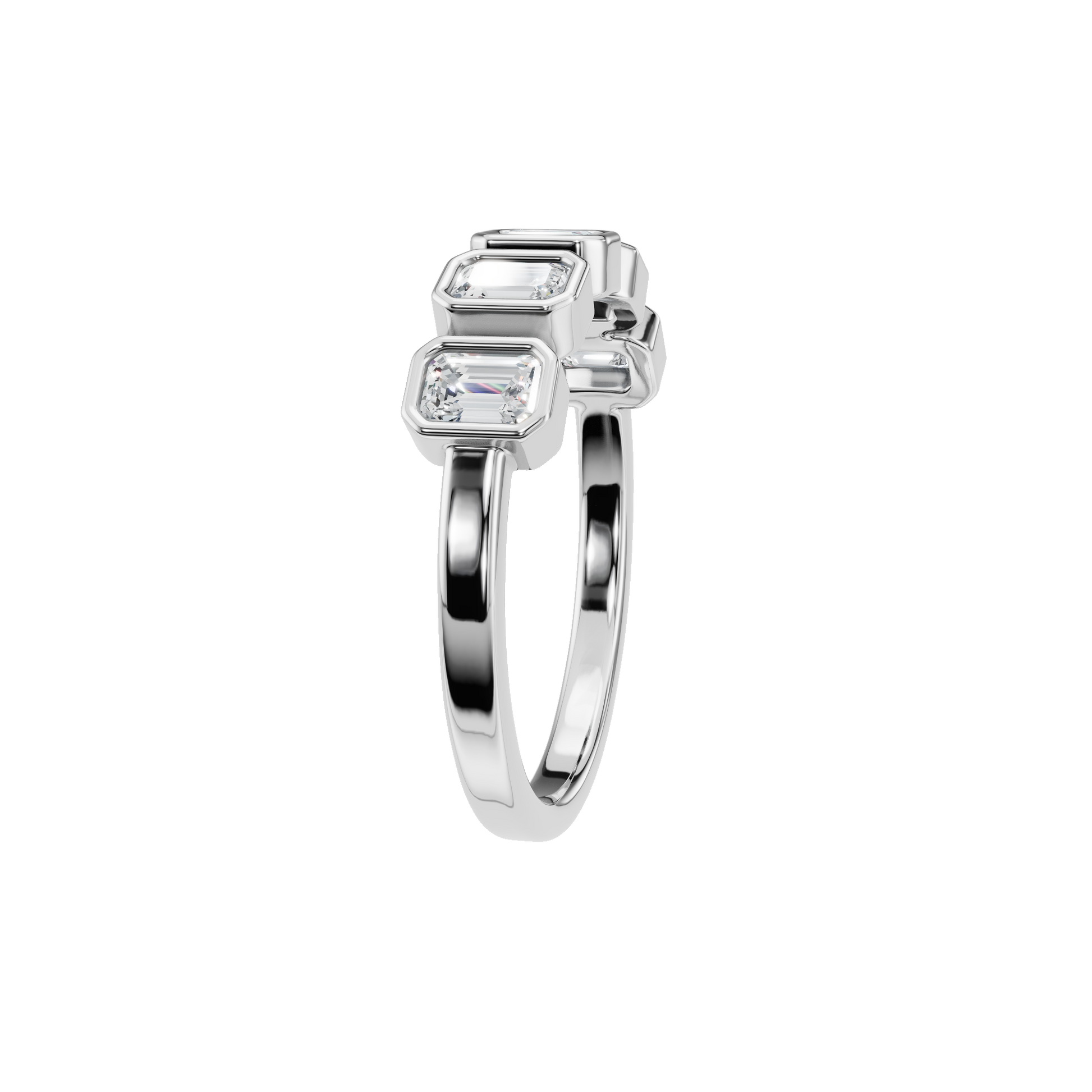 Prism Emerald Diamond Eternity Band in White Gold side view | Roomy's Jewellery