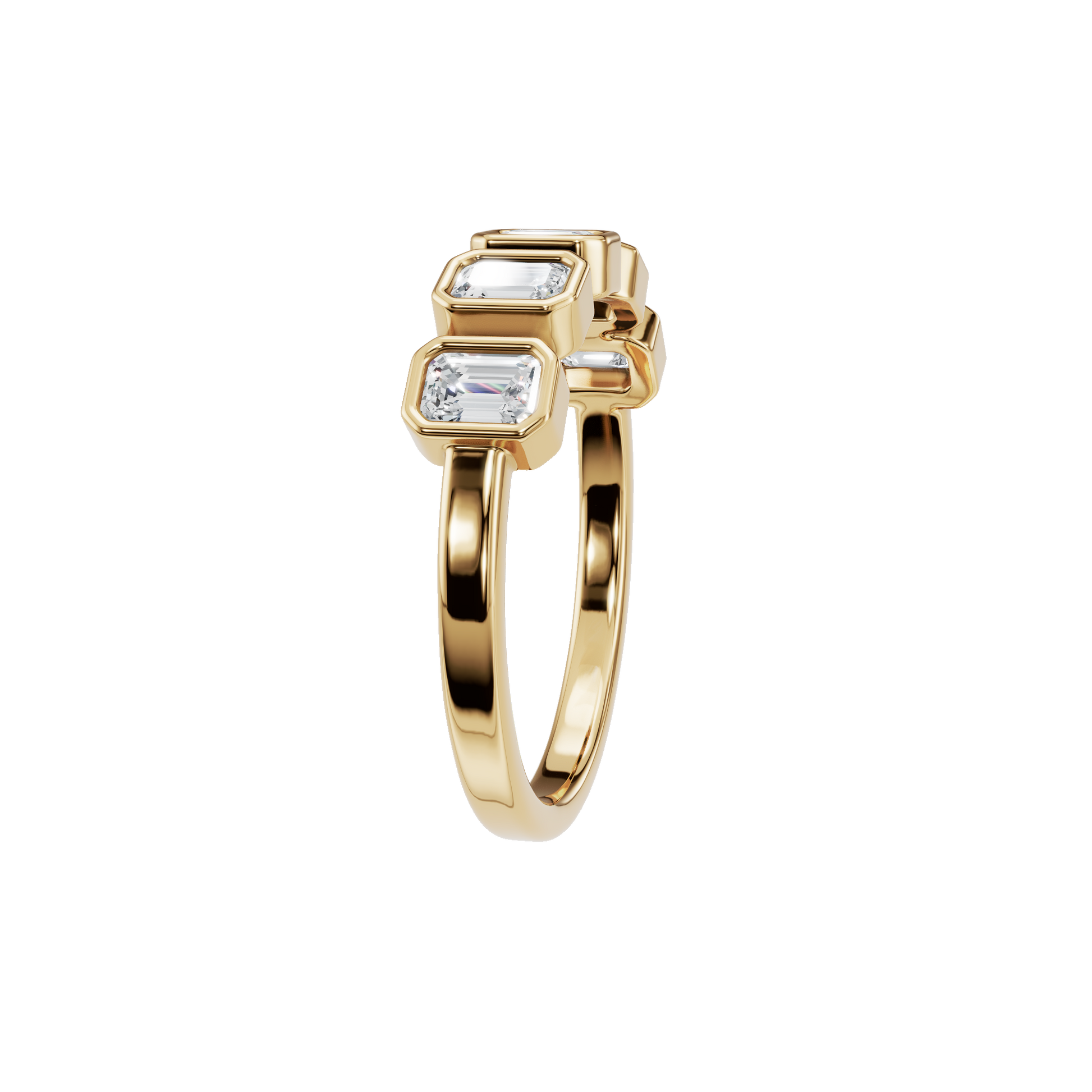 Prism Emerald Diamond Eternity Band in Yellow Gold side view | Roomy's Jewellery