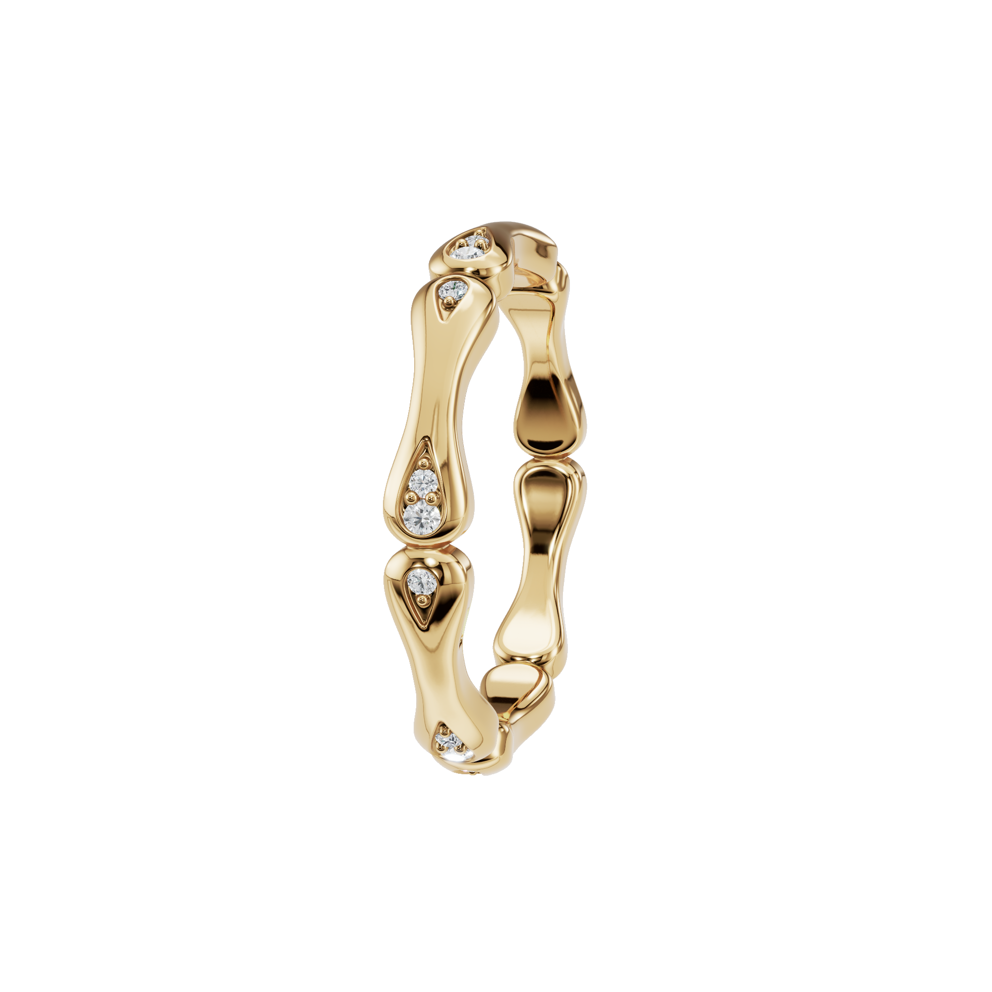 Petal Arch Diamond Band in Yellow Gold side view | Roomy's Jewellery