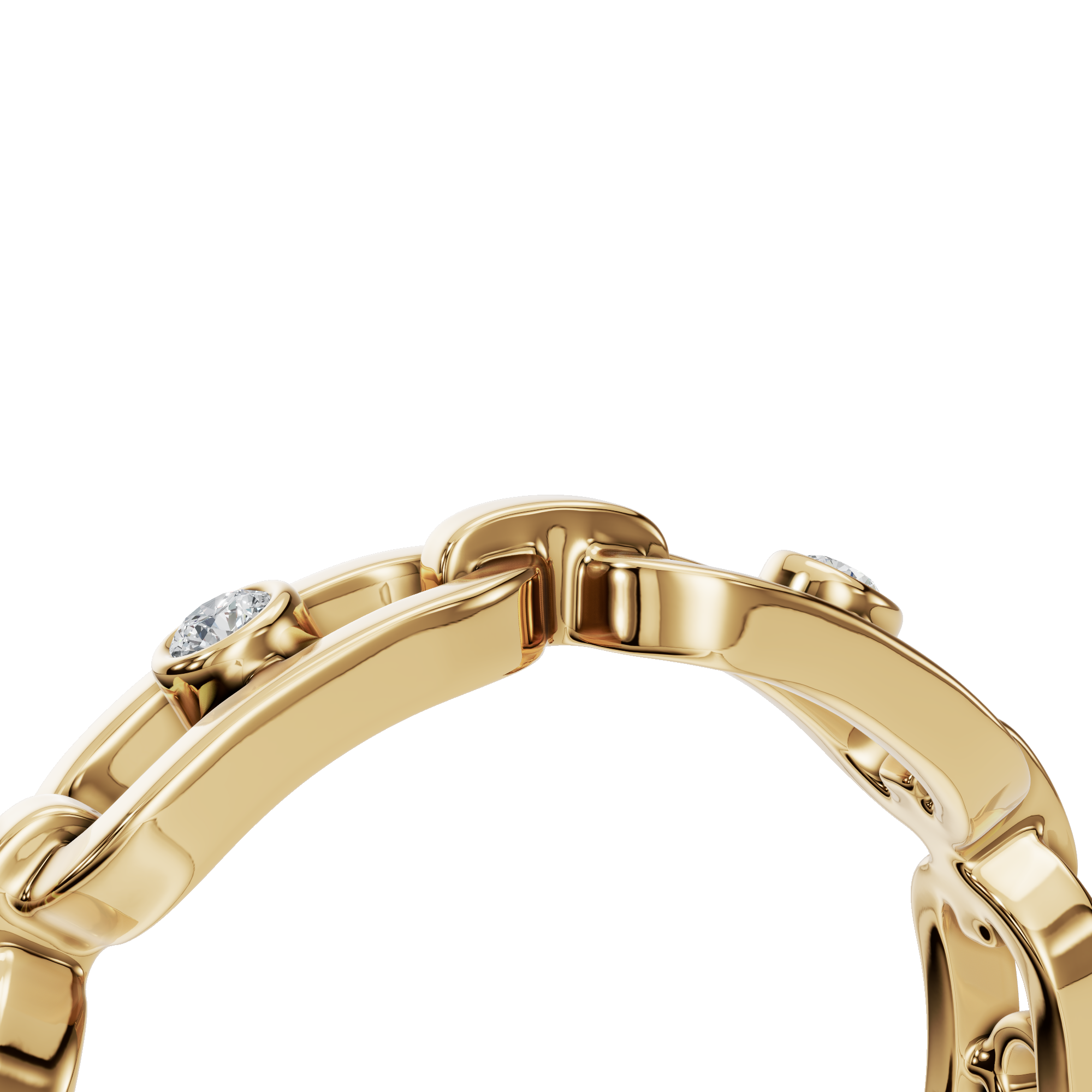 Marina Chain Diamond Band in Yellow Gold angled view | Roomy's Jewellery