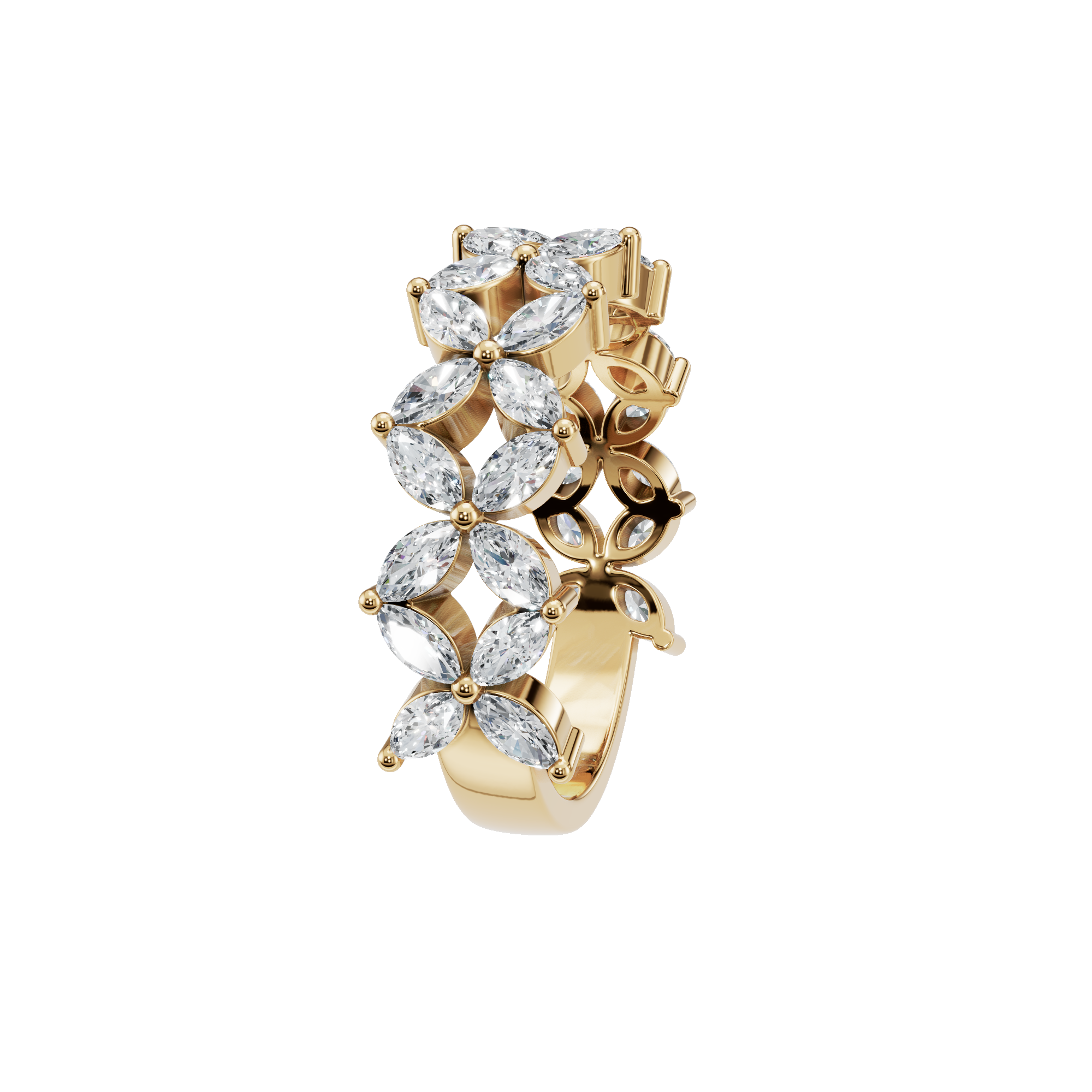 Windmill Marquise Diamond Eternity Band in Yellow Gold side view | Roomy's Jewellery