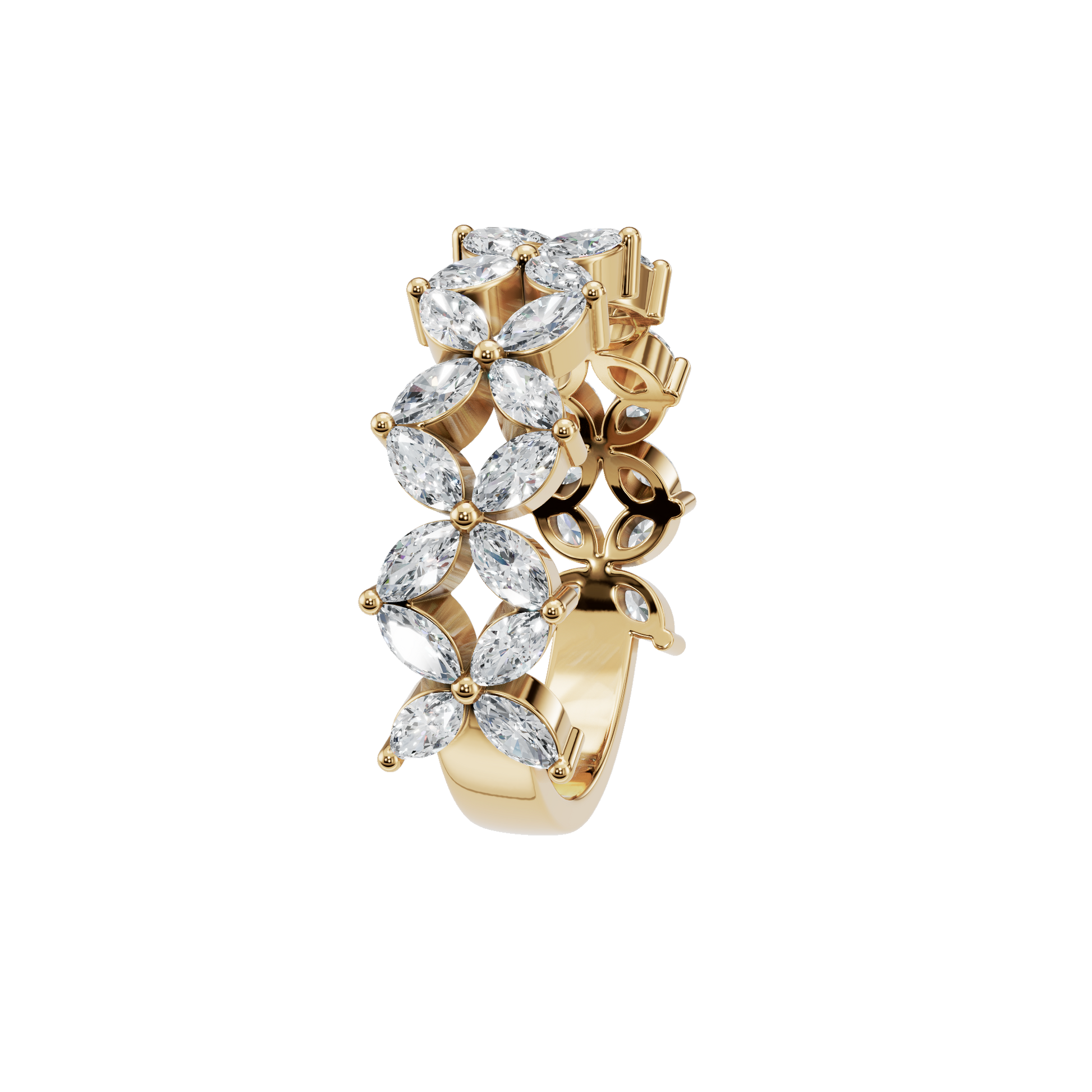 Windmill Marquise Diamond Eternity Band in Yellow Gold side view | Roomy's Jewellery