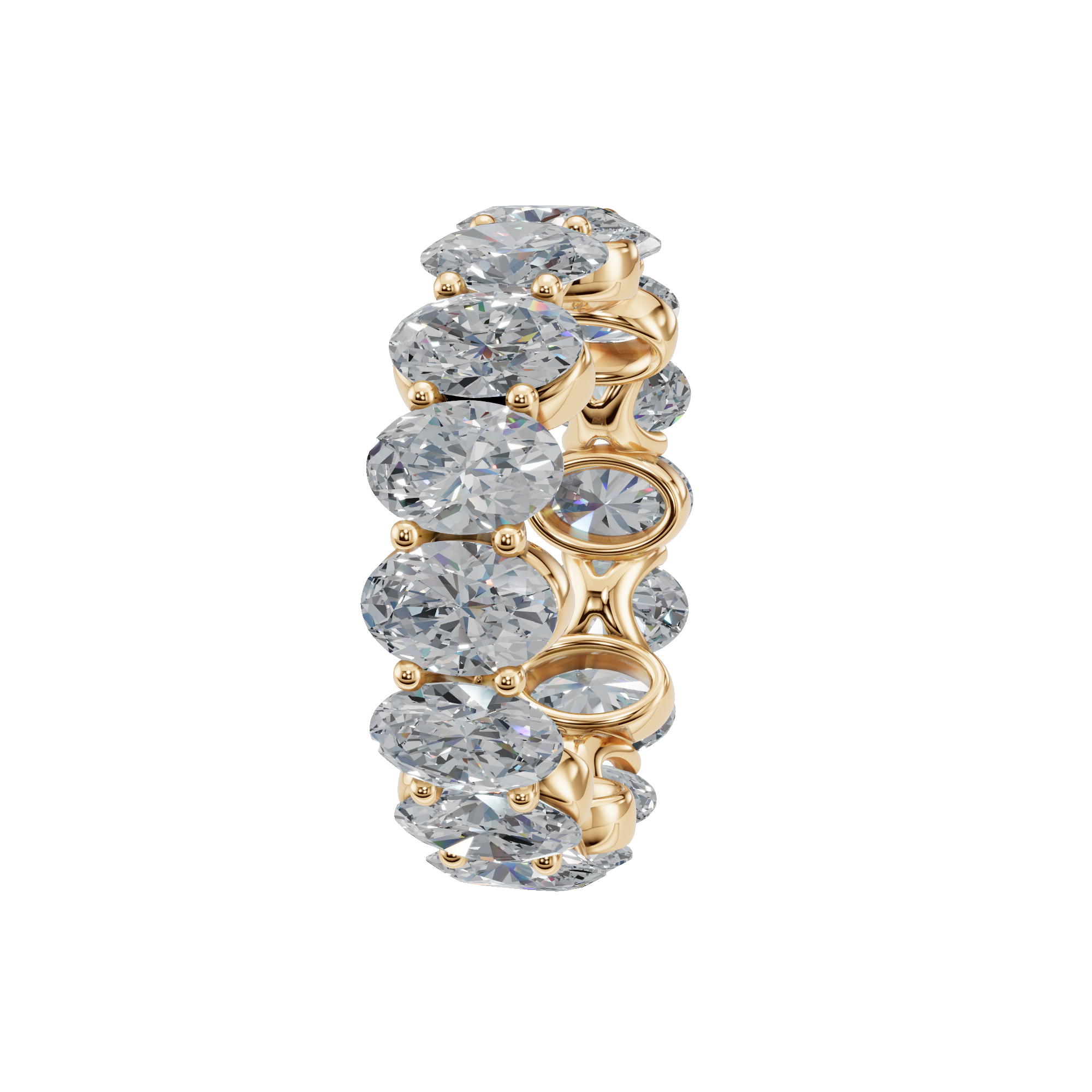 Grand Oval Diamond Band in Yellow Gold side view | Roomy's Jewellery