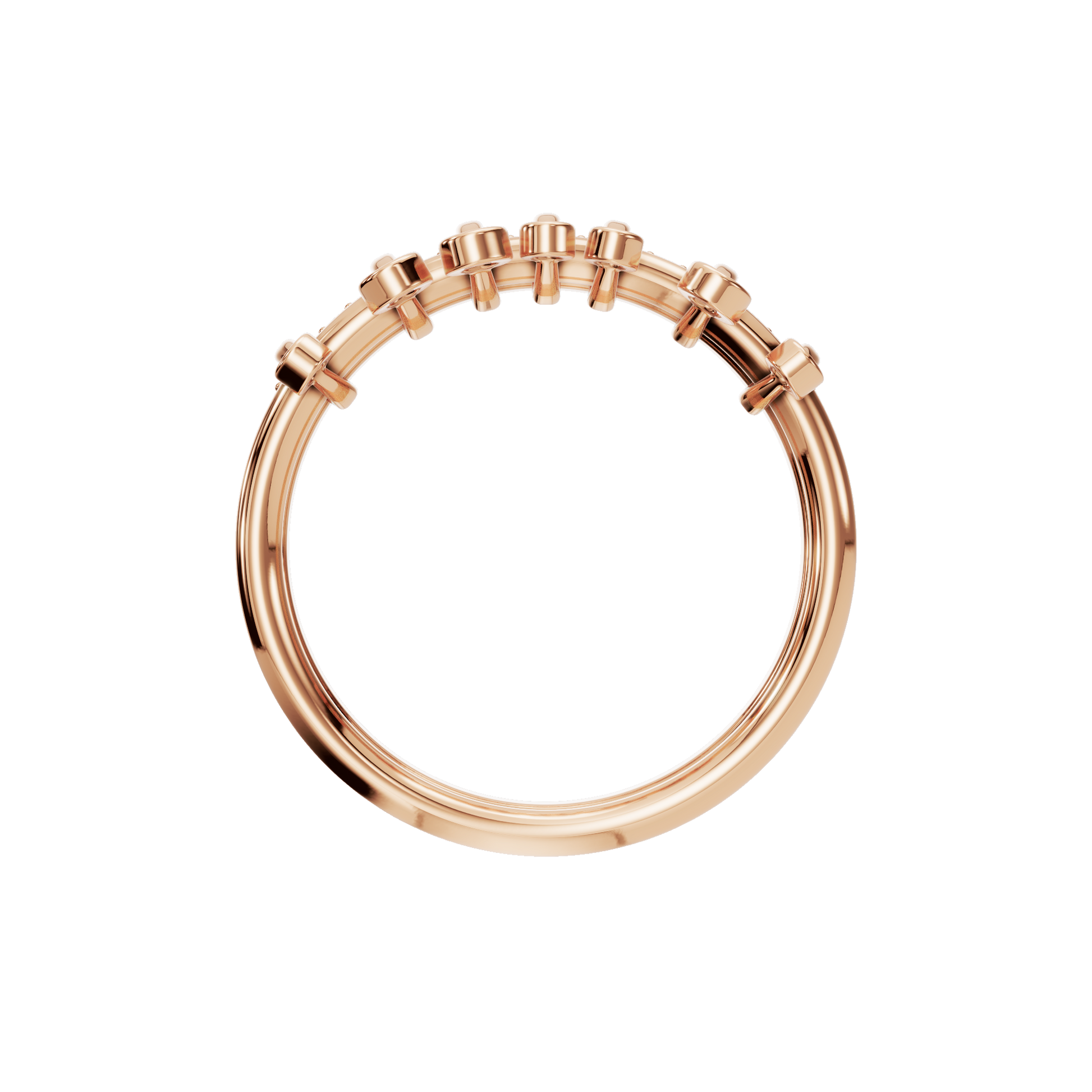 Fringe Diamond Double Band in Rose Gold on finger | Roomy's Jewellery