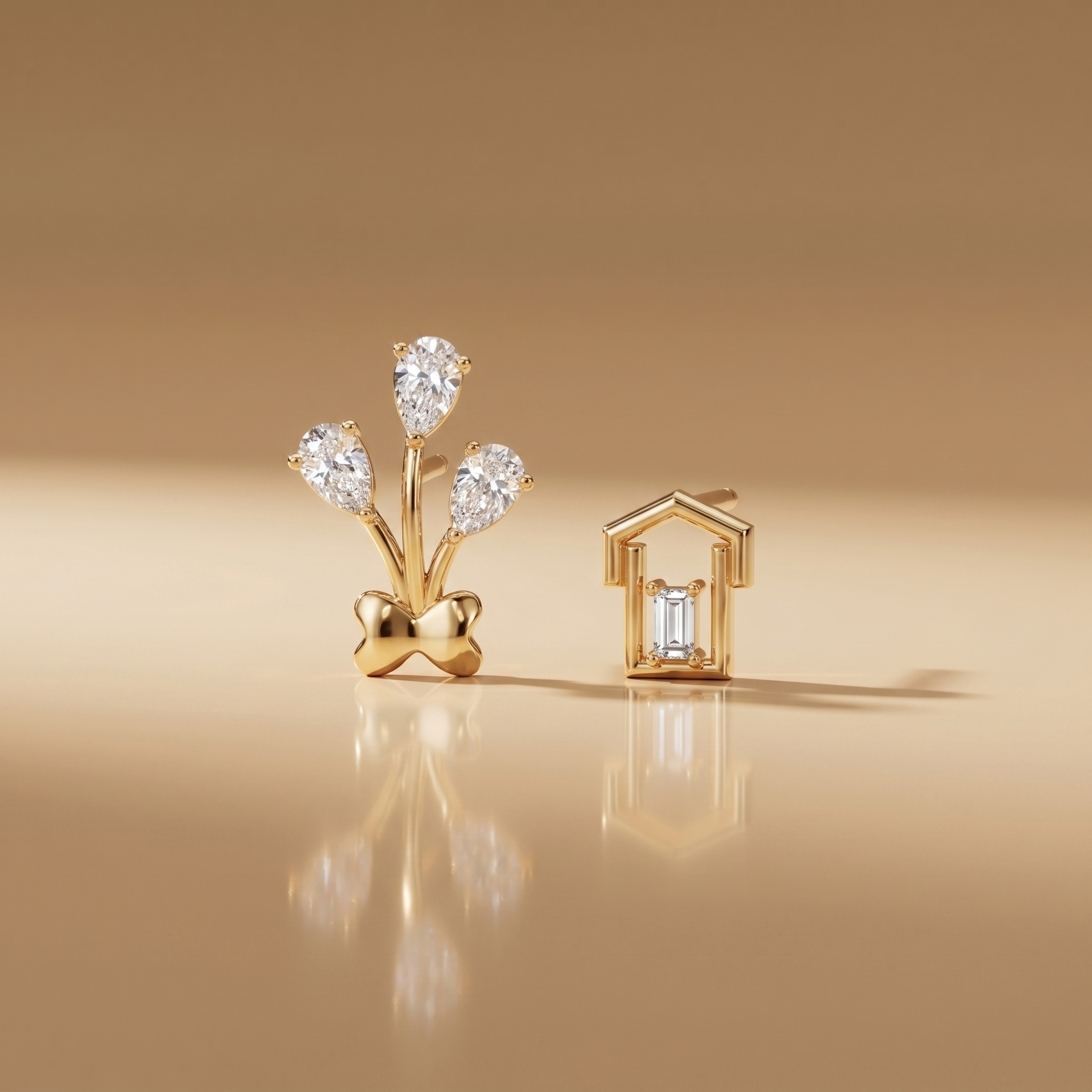 Blossom Grace Mismatched Diamond Earrings